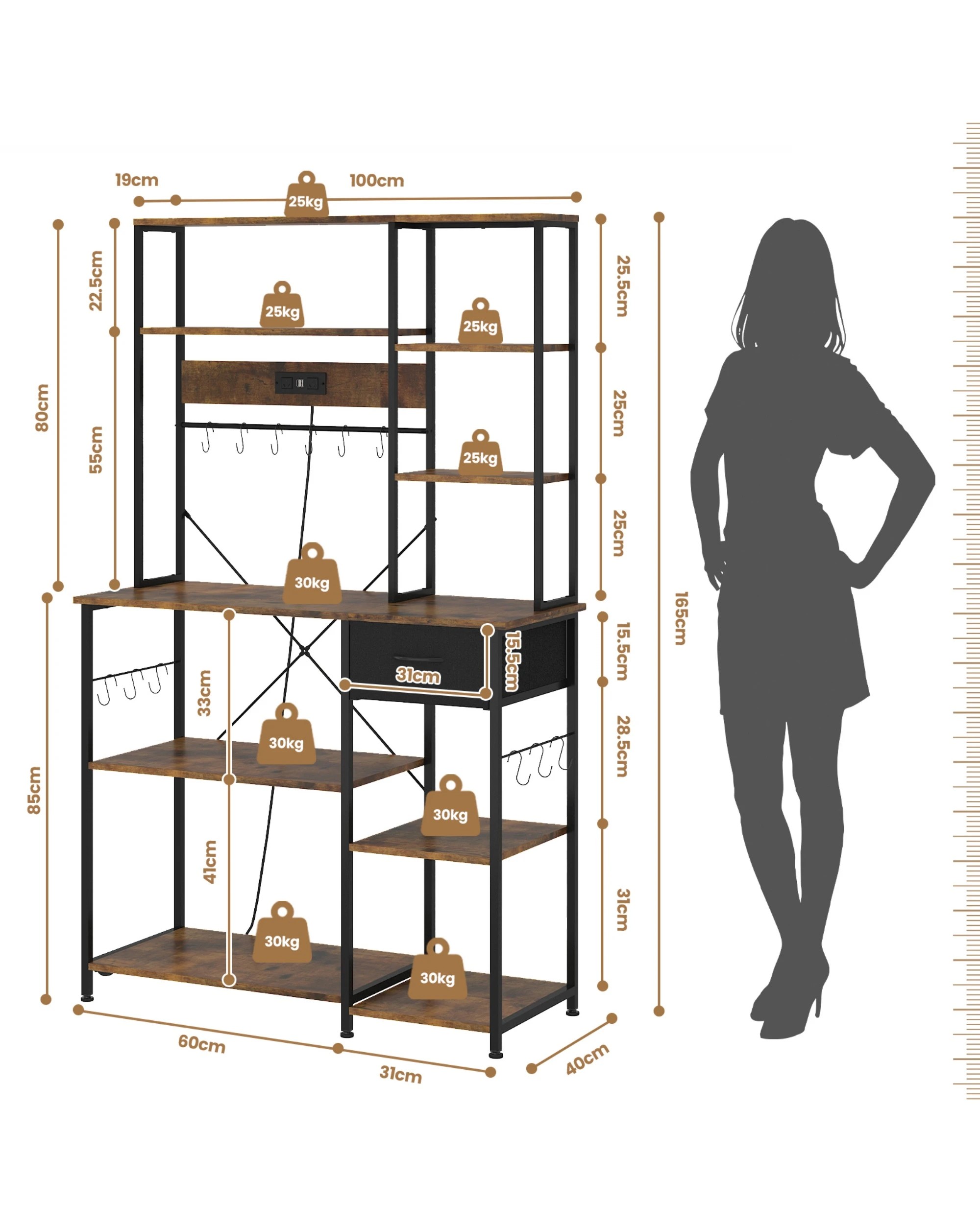 7 Advwin 6 Tiers Large Bakers Rack with Power Outlets, 7 of 7