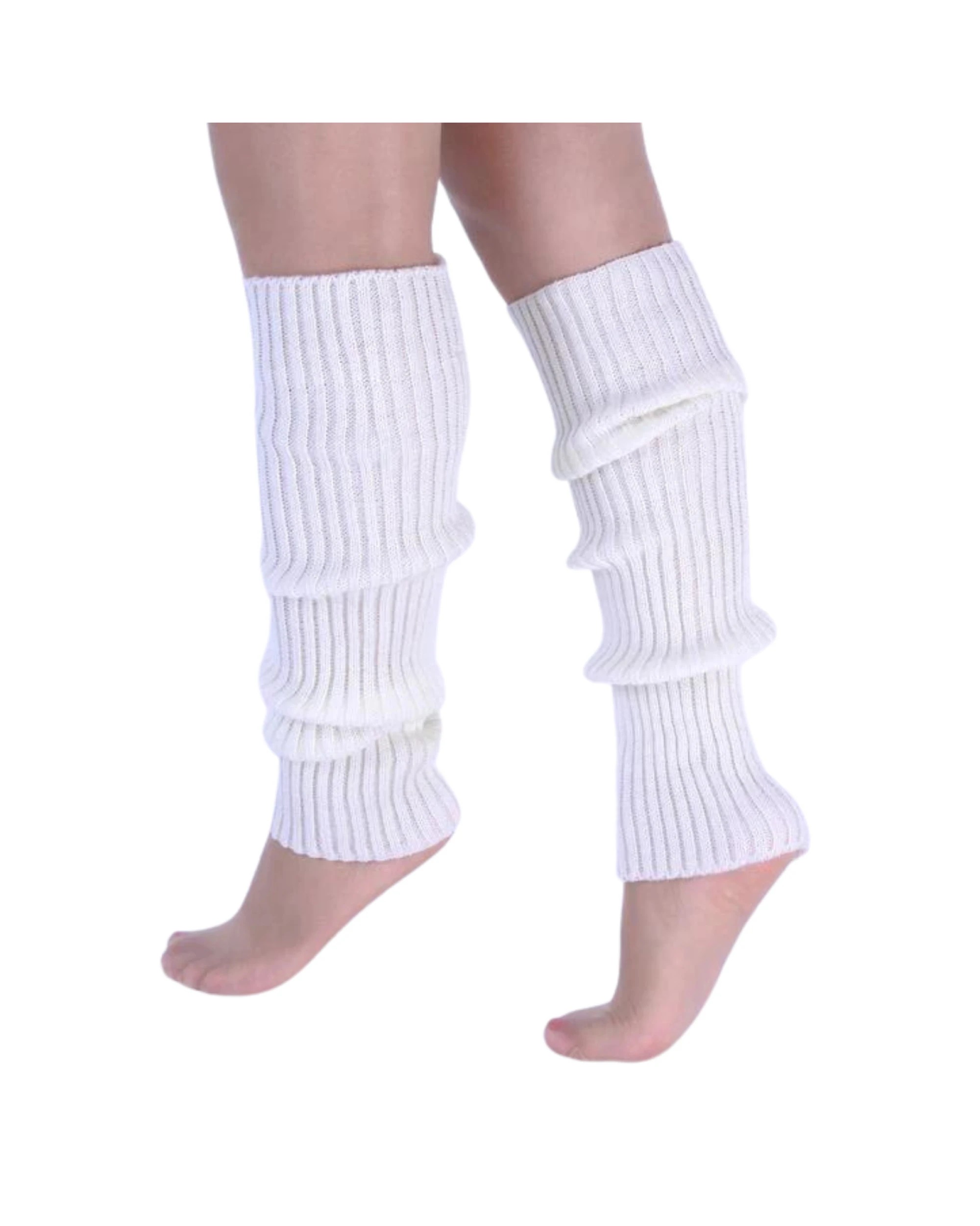 1 BR Costumes Womens Knitted Leg Warmers Disco Dance Party - One Size - White, 1 of 1
