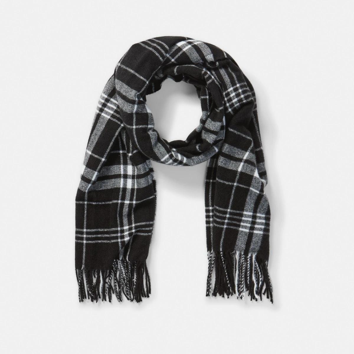 1 Plaid Check Scarf Blk Check, 1 of 3