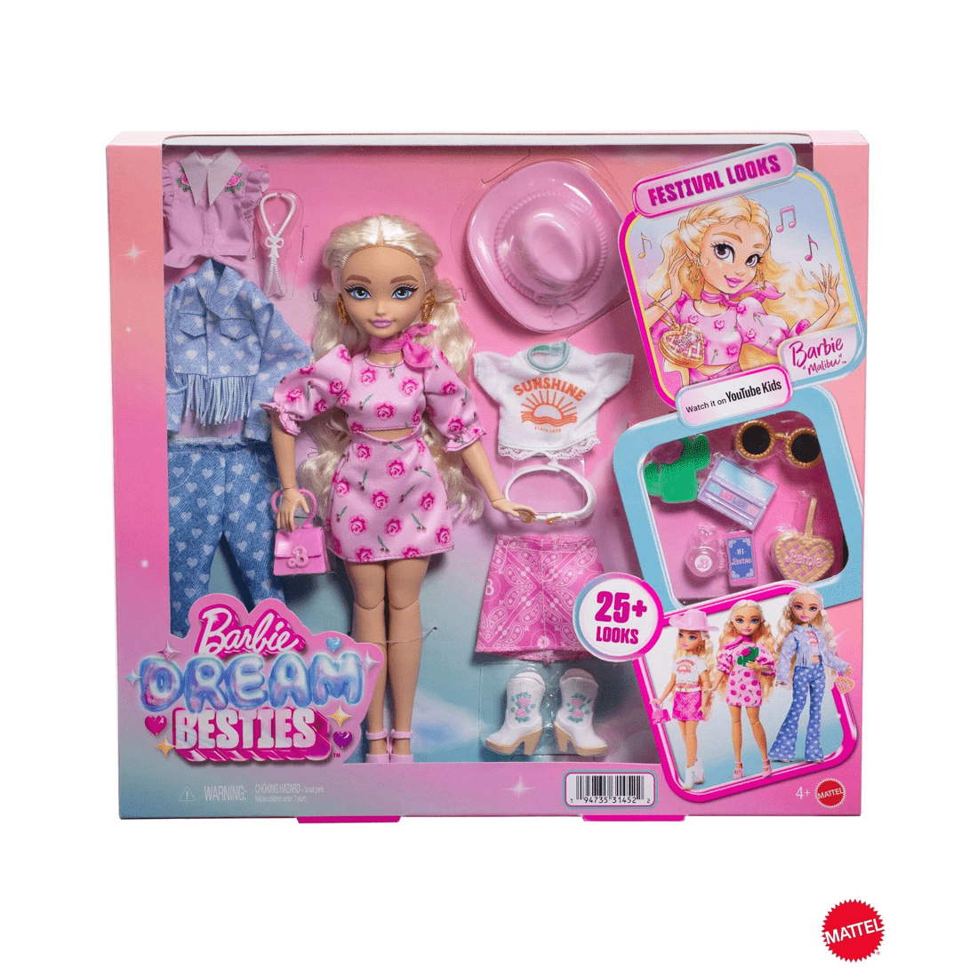 1 Mattel Barbie Malibu Doll  Dream Besties Festival Looks Set - Multi, 1 of 6