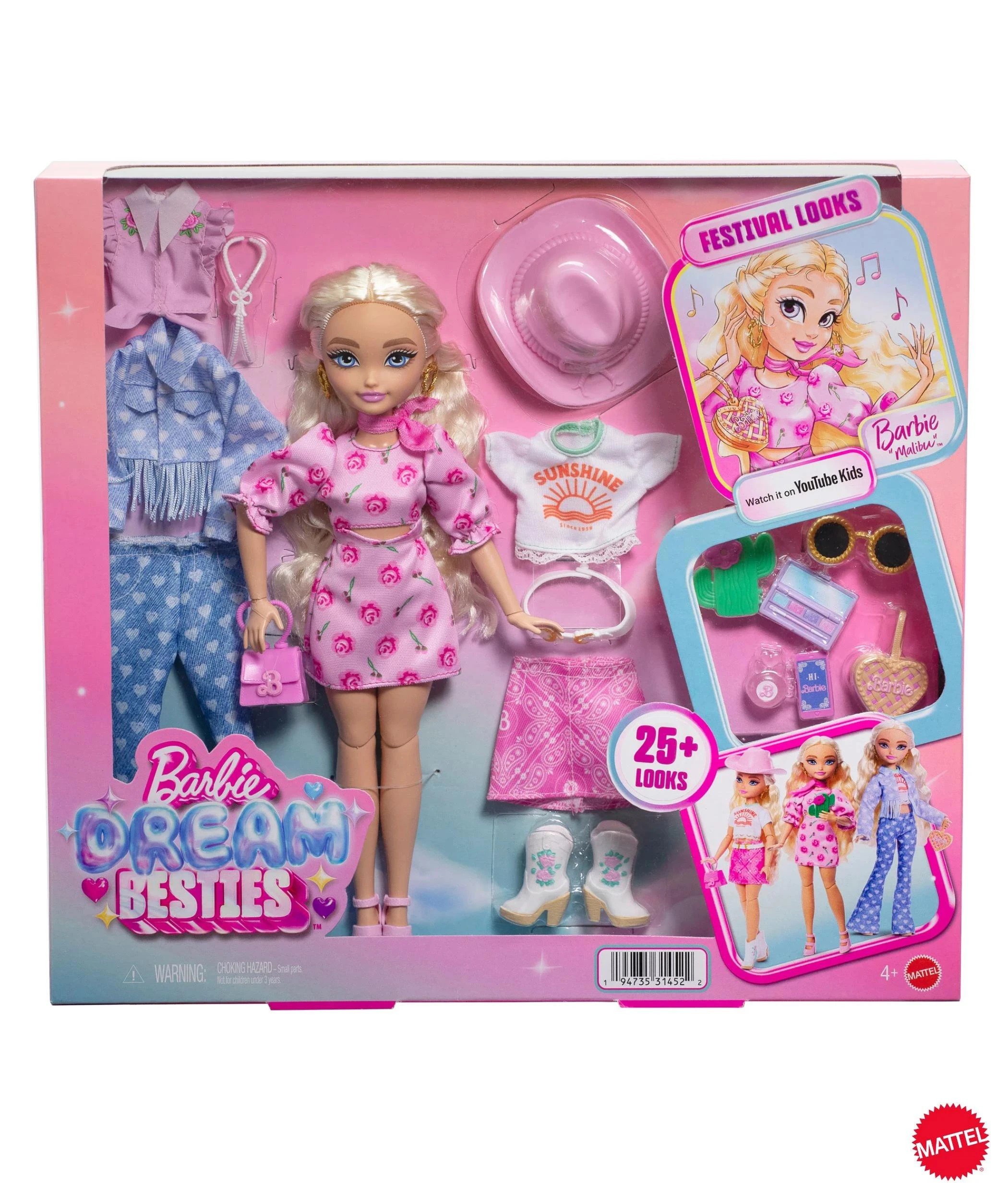 1 Mattel Barbie Malibu Doll  Dream Besties Festival Looks Set - Multi, 1 of 6