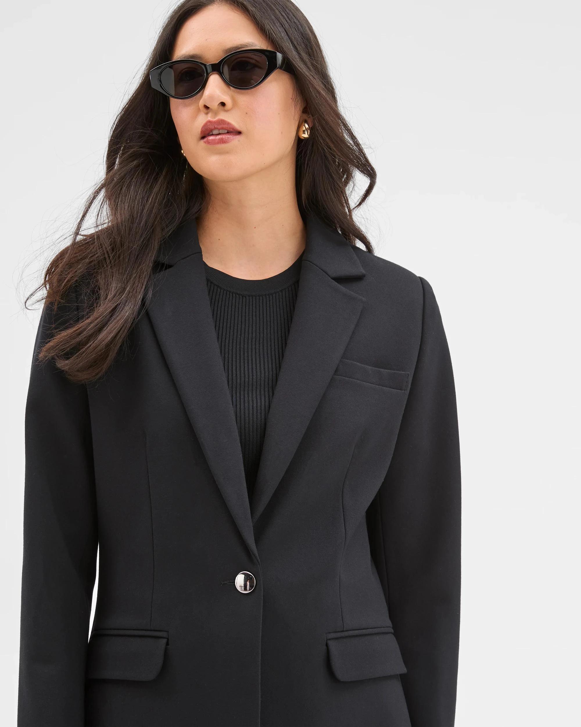 3 Preview Ponte Single Breasted Blazer BLACK, 3 of 6