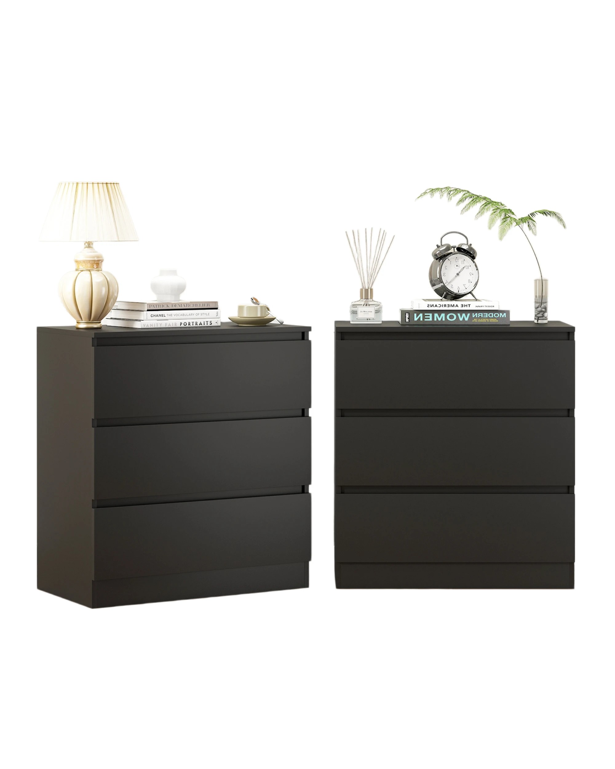 1 Advwin Set of 2 Bedside Table 77cm - Black, 1 of 10