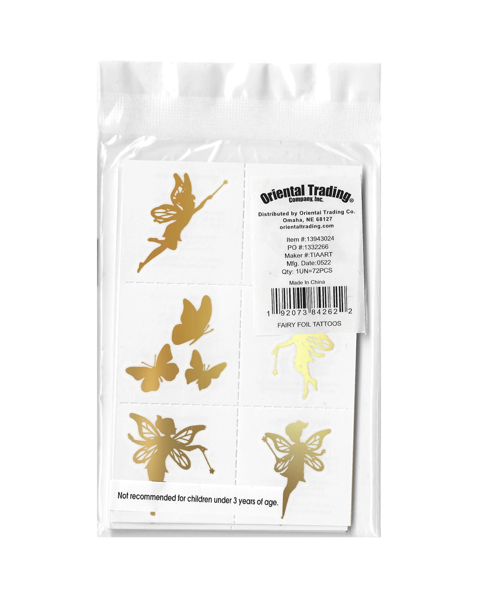 3 Partyrama Golden Foil Fairy Tattoos Pack of 72 - Gold, 3 of 3