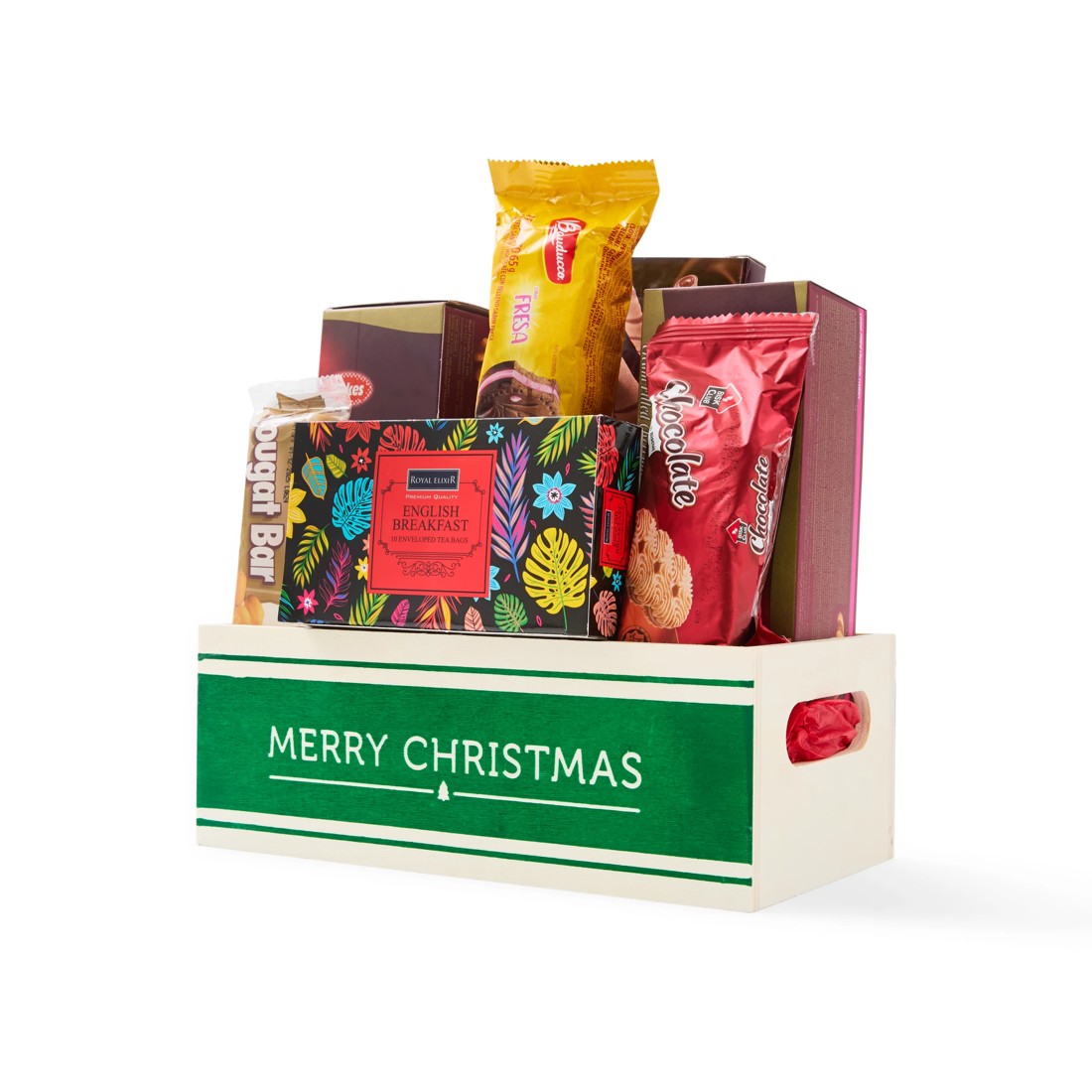 4 Christmas Motif Wooden Crate Hamper, 4 of 6