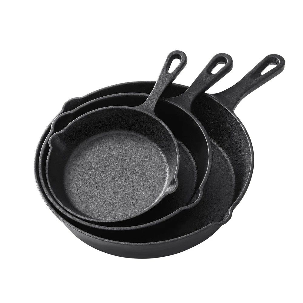 1 5-star chef Frying Pan Cast Iron 3PCS - Black, 1 of 6
