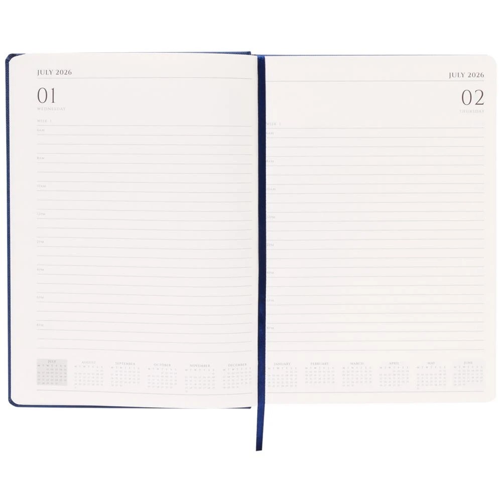 6 J.Burrows A4 Day to Page Textured FY26/27 Diary Navy, 6 of 6