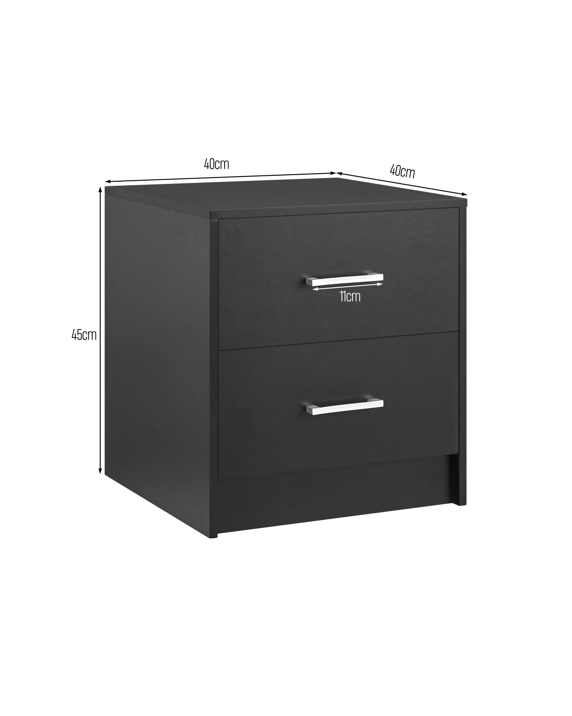 8 Kodu Bedside Unit Side Table 2 Drawers - Black, 8 of 9
