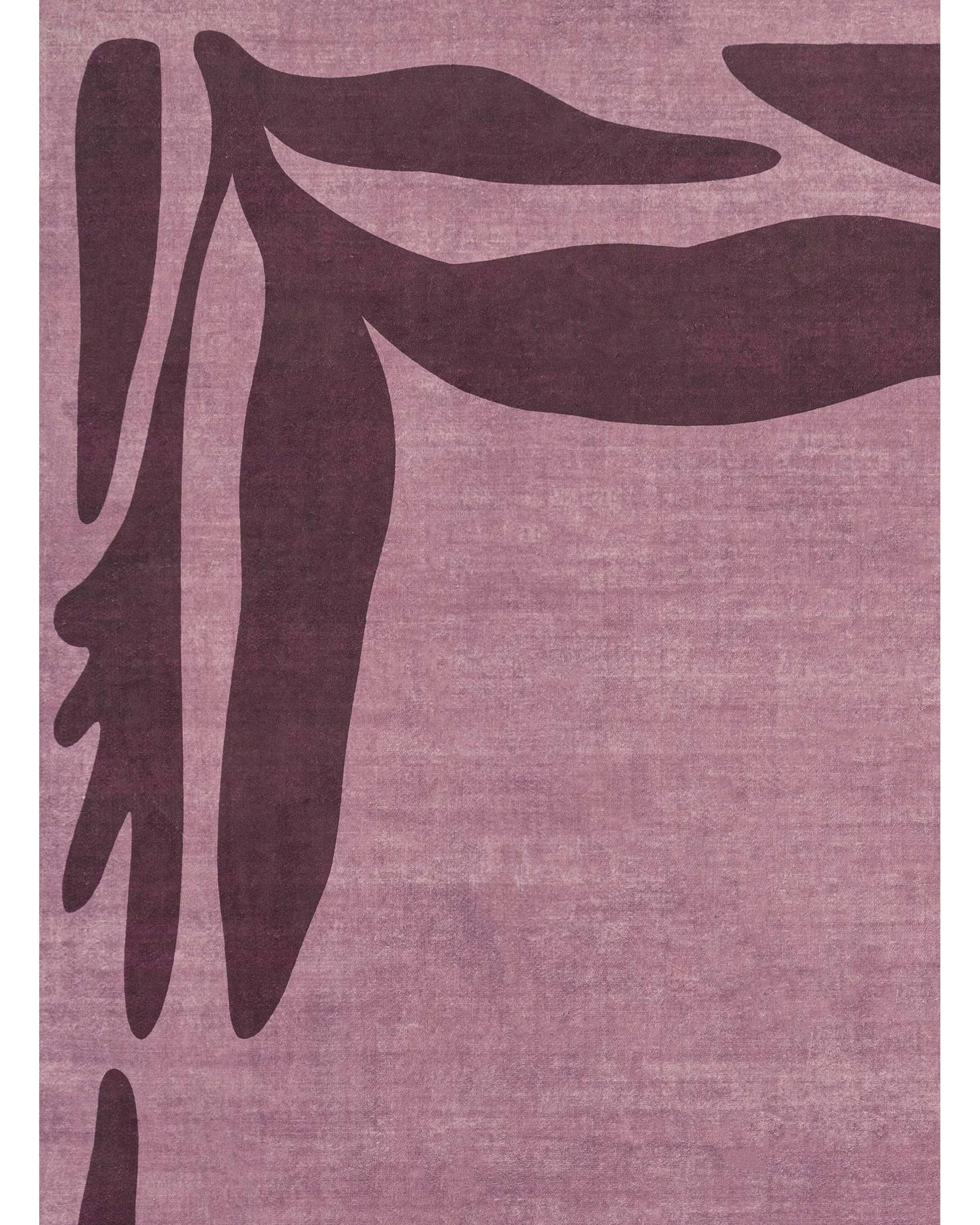 7 Loopsie Pasto Tonal Botanical Border Washable Rug-220cm x 150cm - Purple, 7 of 8