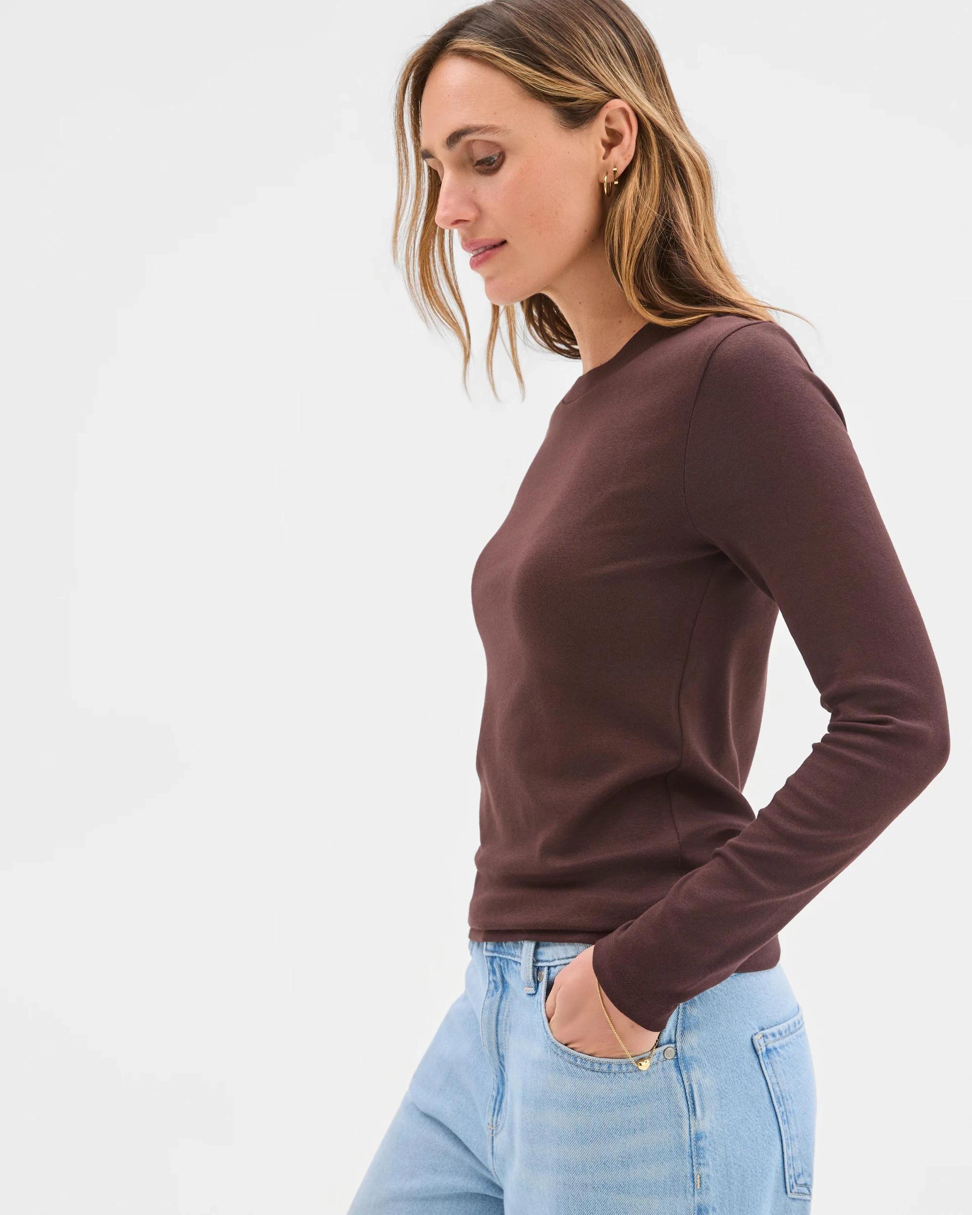4 Target Woman Soft Touch Long Sleeve T-Shirt ESPRESSO, 4 of 6