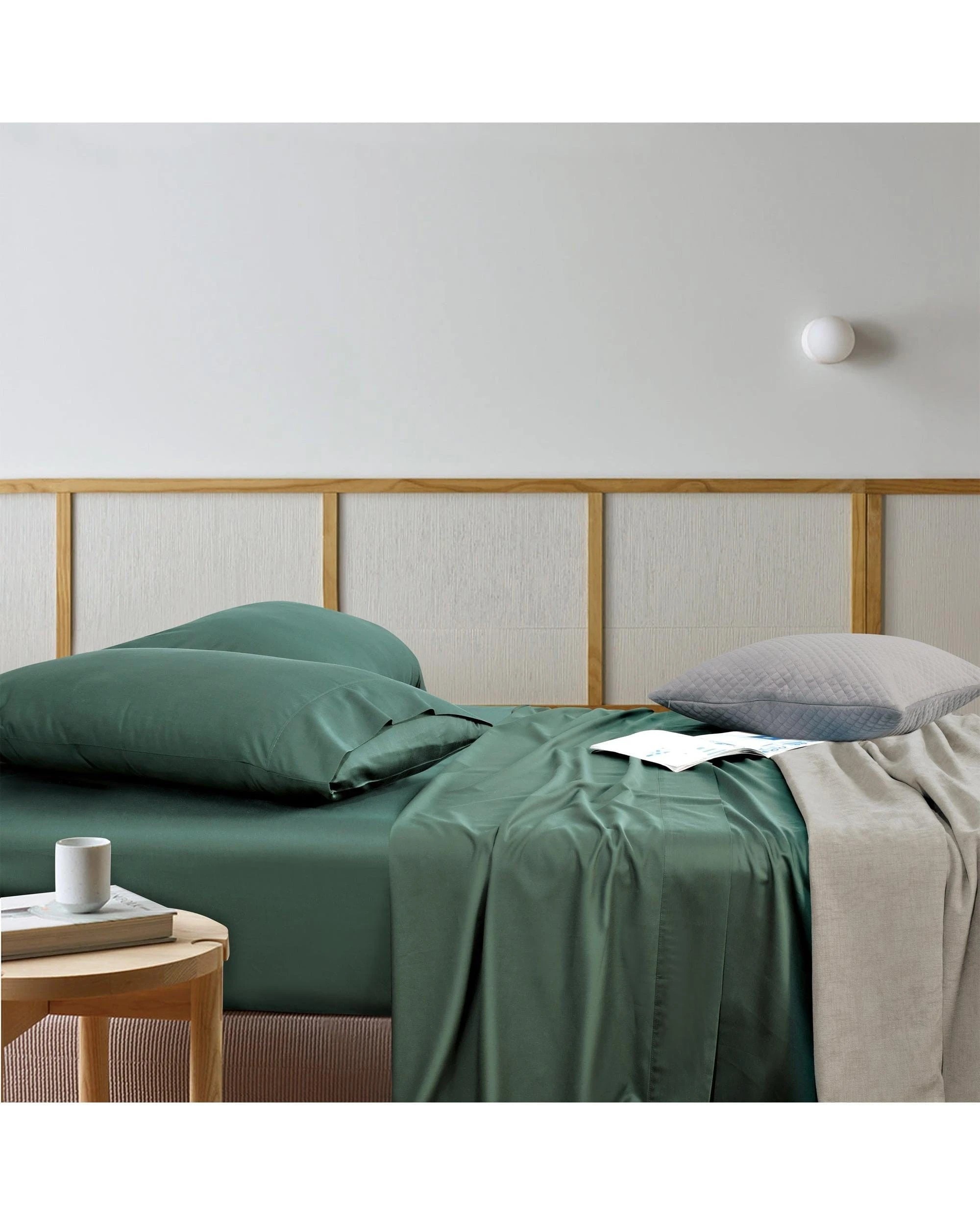 3 Bianca Bedding Rosebank Extra Long Extra Wide Flat 500 Tc Bamboo Cotton Sheet Set - Green - Split King, 3 of 10