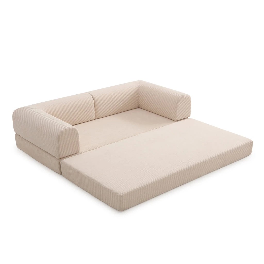 1 Zzz Atelier Luna Modular Convertible Sofa Bed - Beige, 1 of 8