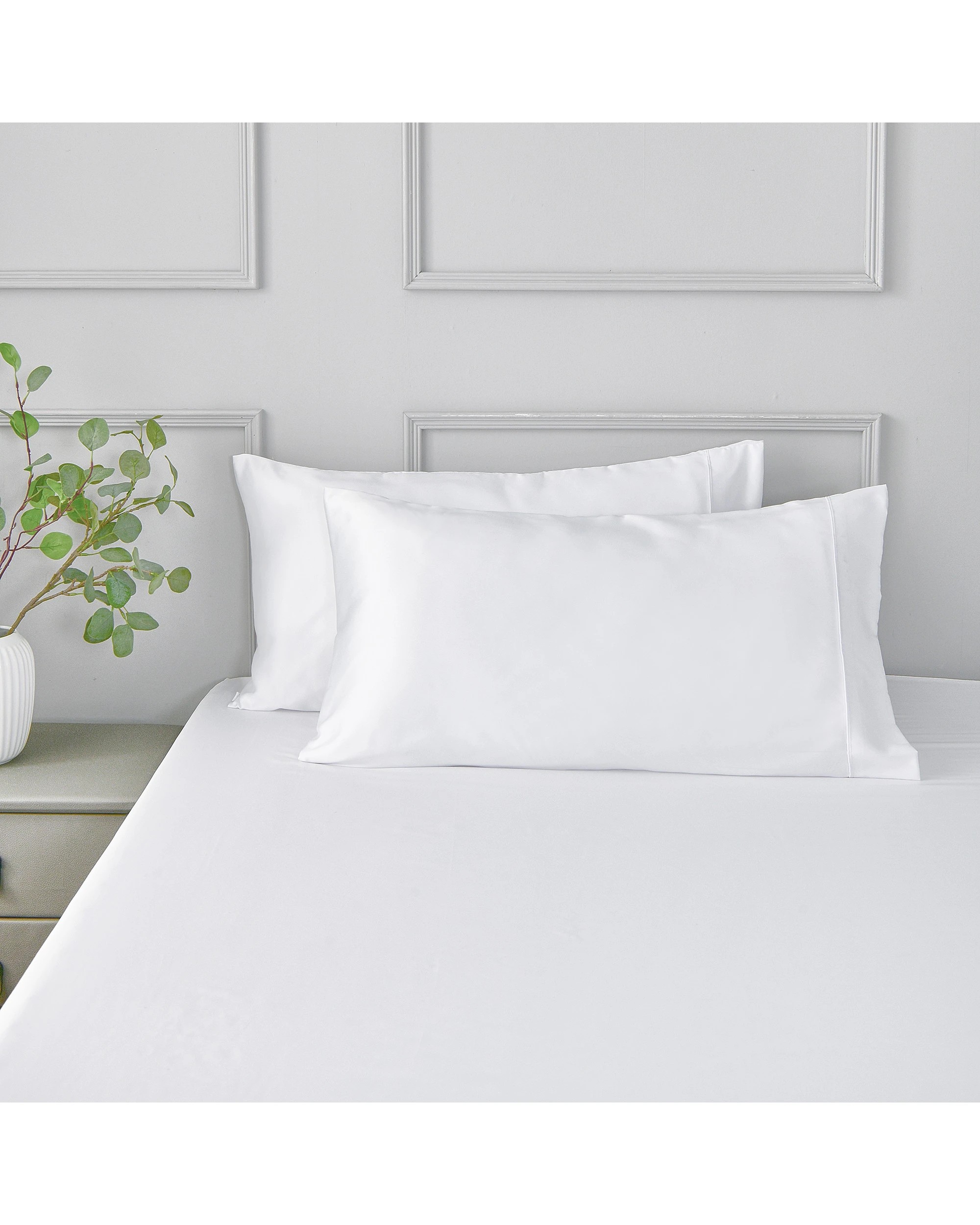 1 Dreamaker Matte Satin King Pillowcase Twin Pack - White, 1 of 6