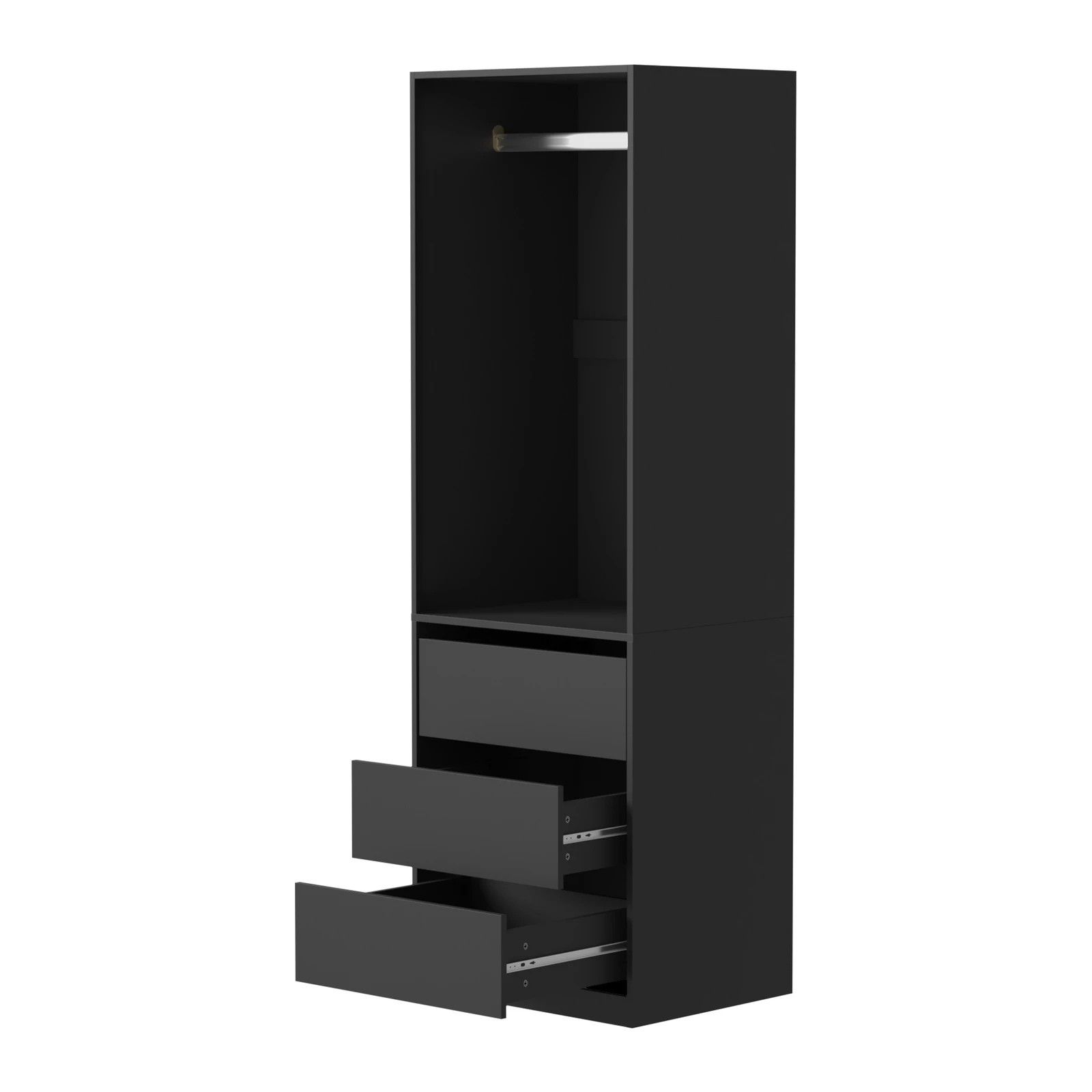 6 Oikiture Open Wardrobe Shelf Unit Clothes Storage 3 Drawers Hanging Rail
 - Black, 6 of 10