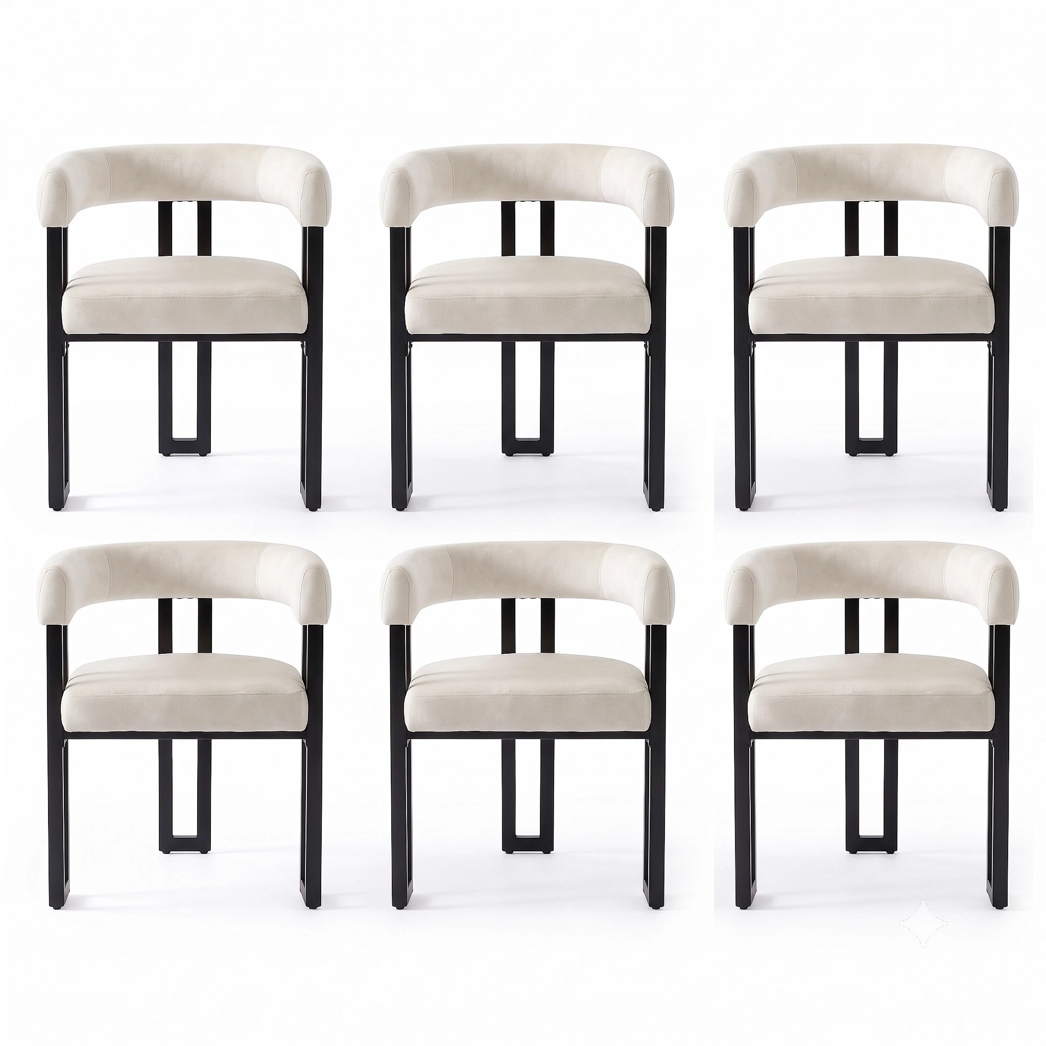 3 Artiss Dining Chairs Set of 6 Upholstered Barrel Chairs with Curved Armrests & Back - Beige, 3 of 9