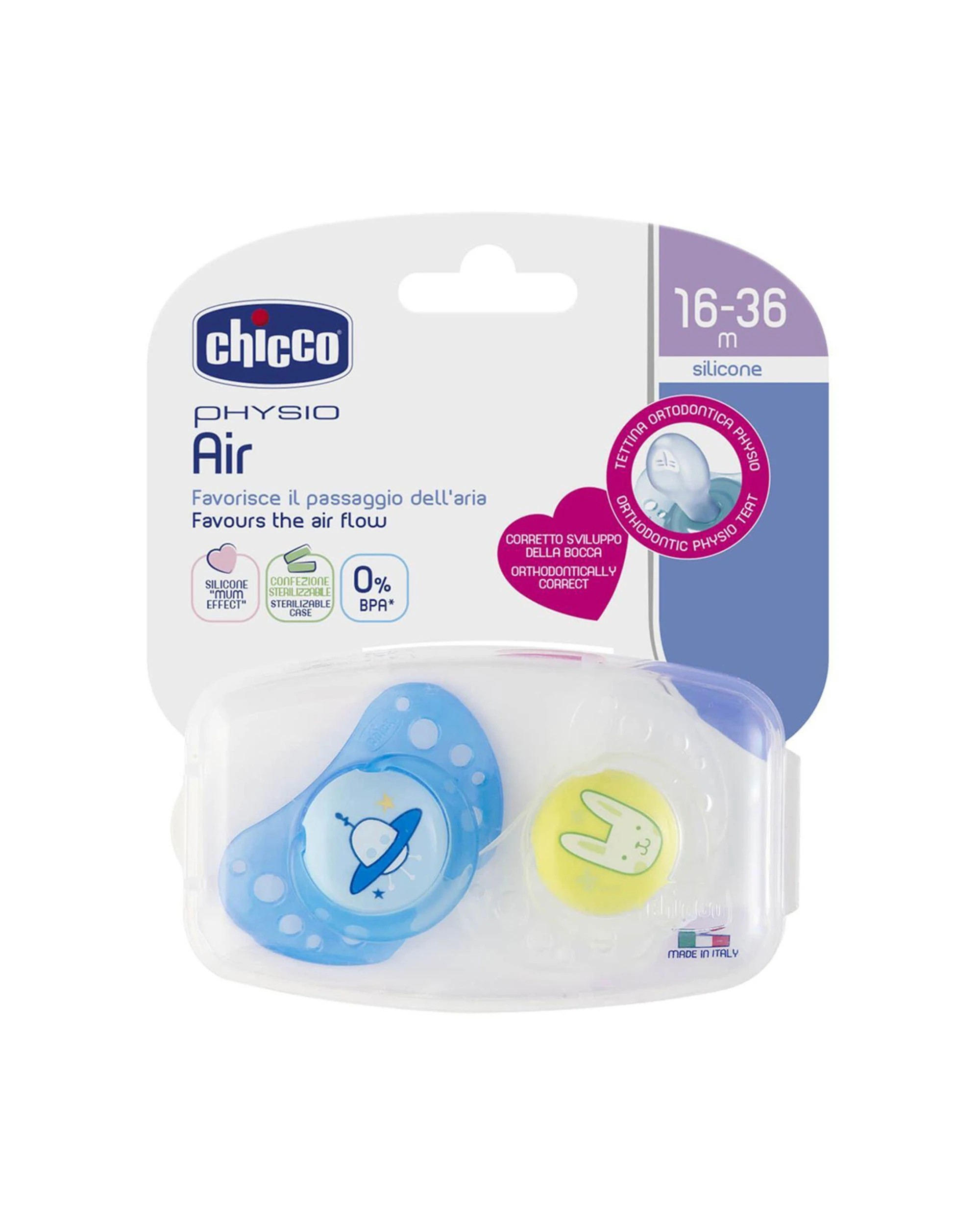 1 Chicco Nursing Baby Physio Air Latex Soother 2 Pack 16-36 Months Ergonomic - Multi, 1 of 1