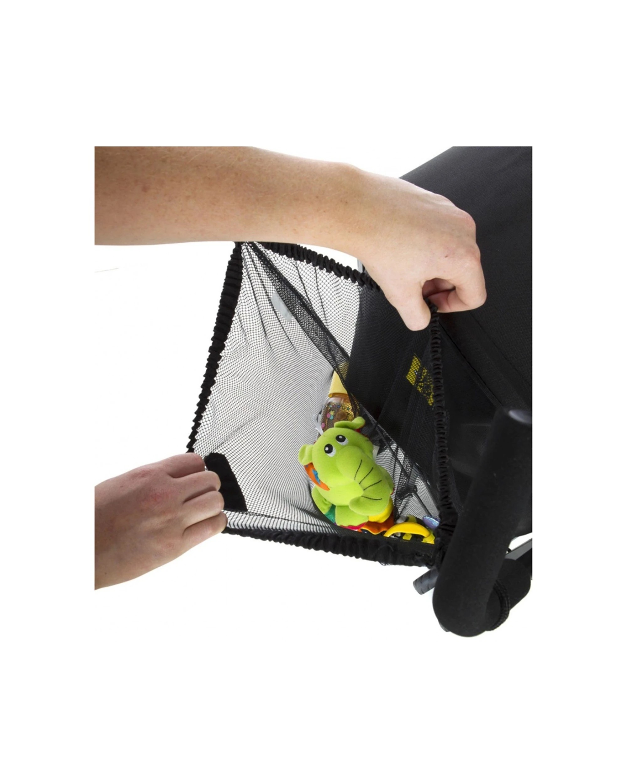 2 VeeBee Stroller Net Bag Pram Storage Mesh Expandable Easy Access Clip On - Black, 2 of 4