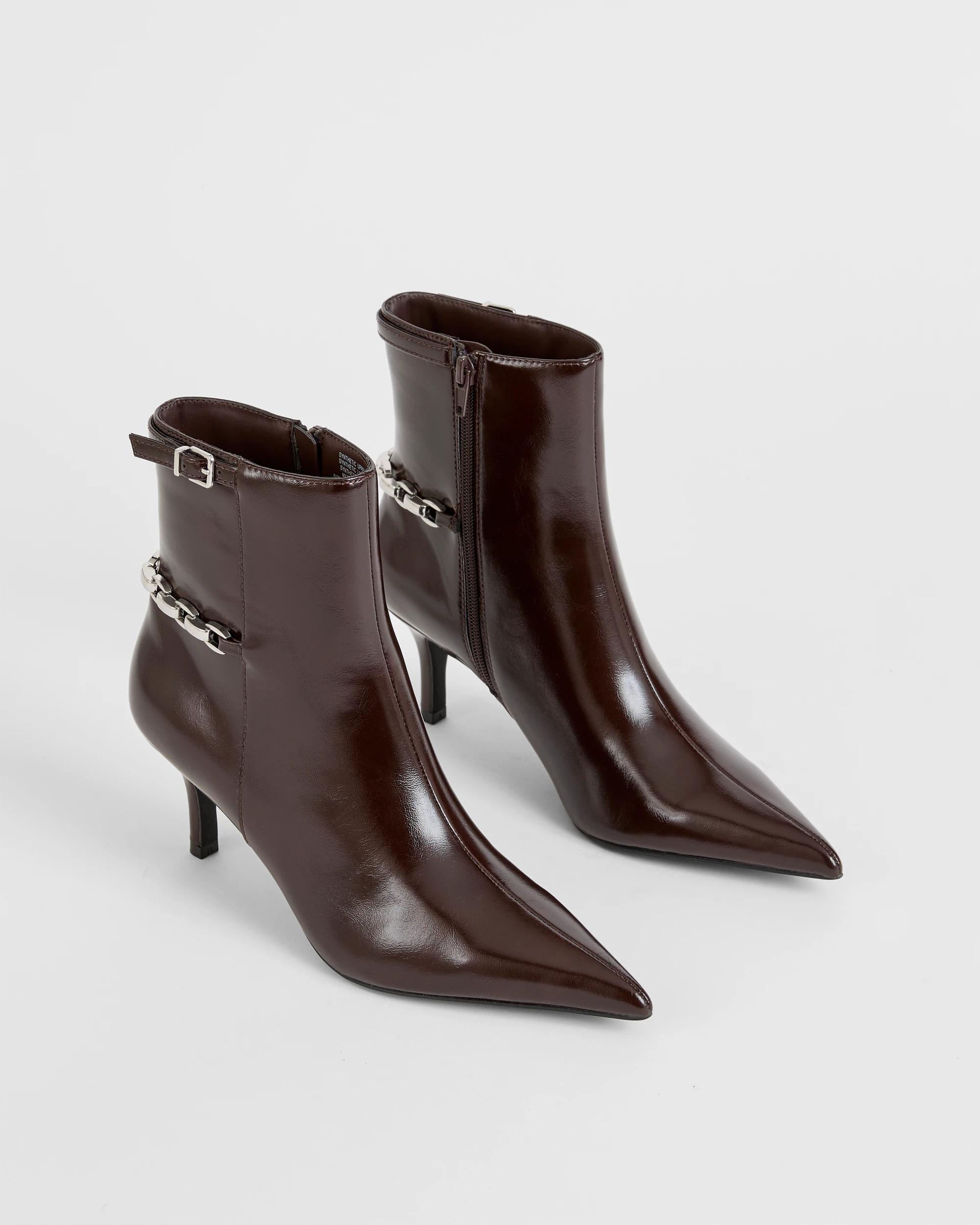2 Target Woman Ankle Kitten Heel Shaft Boots - Athena CHOCOLATE PATENT, 2 of 3