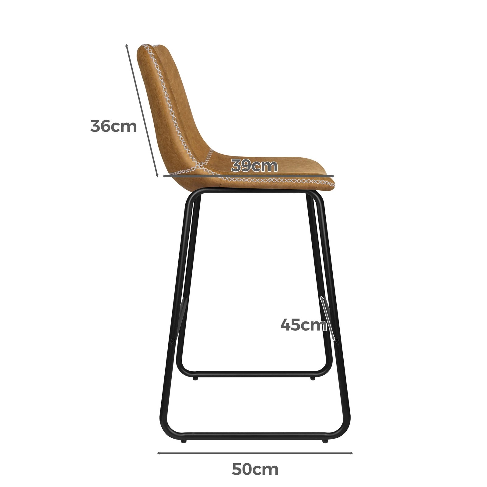 8 Alfordson 2x Bar Stools 66cm Kitchen Counter Metal Vintage Dining Chairs - Brown, 8 of 8