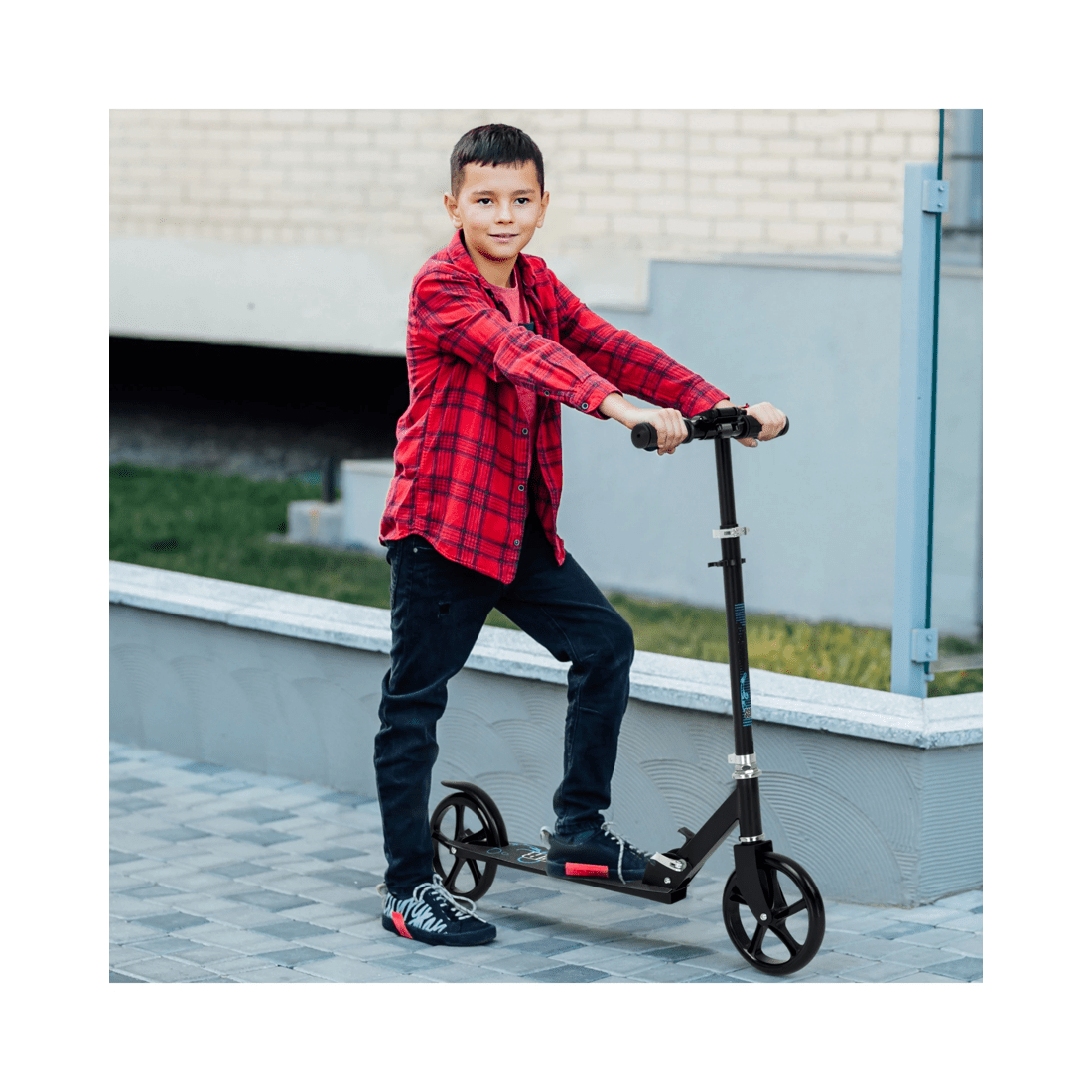 3 Advwin Folding Kids Kick Scooter w/ Big Wheel & Adjustable Height Blue, 3 of 10