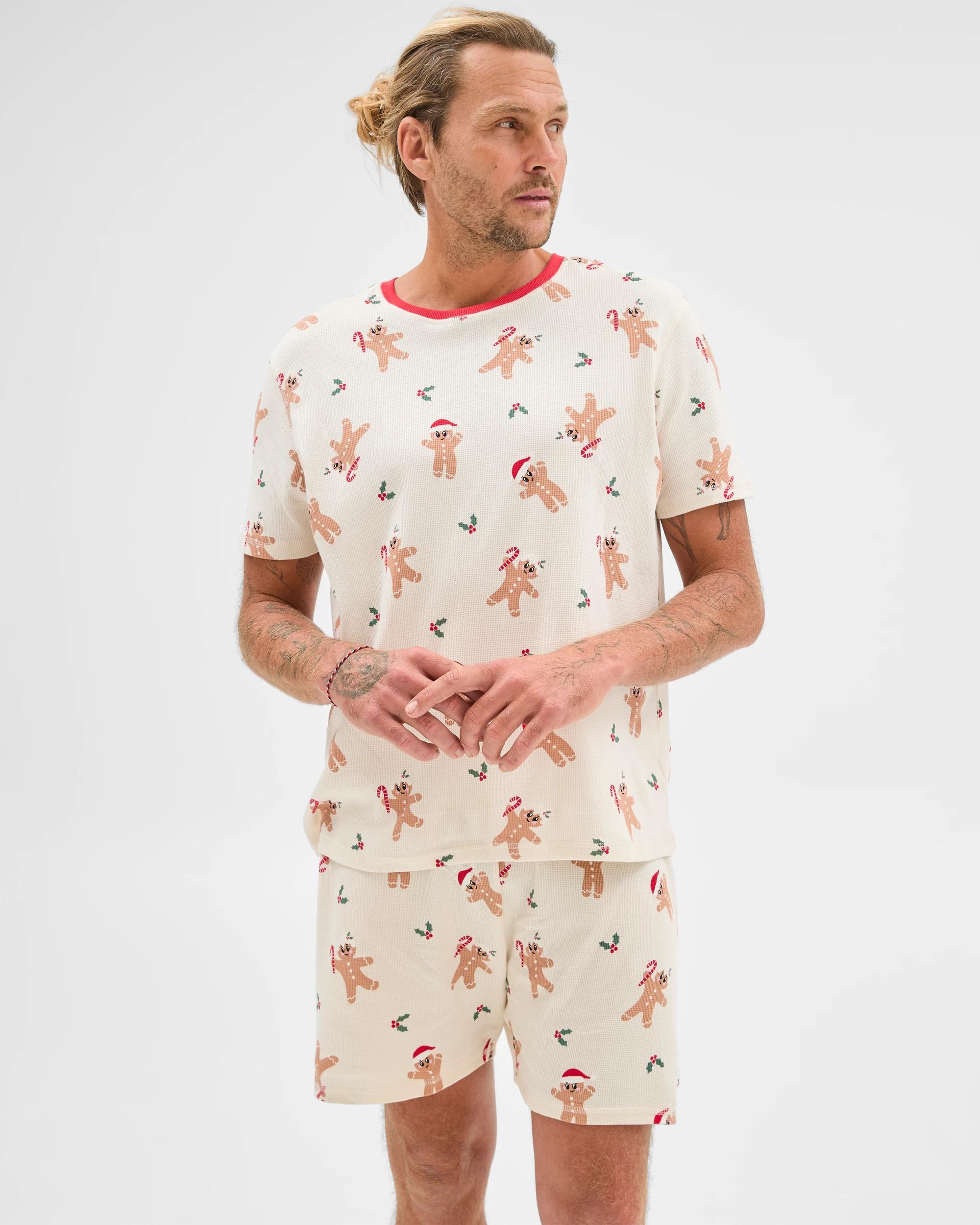 5 Target Family Matching Christmas Gingerbread Australian Cotton Mens Waffle Pyjama Set GINGERBREAD, 5 of 7