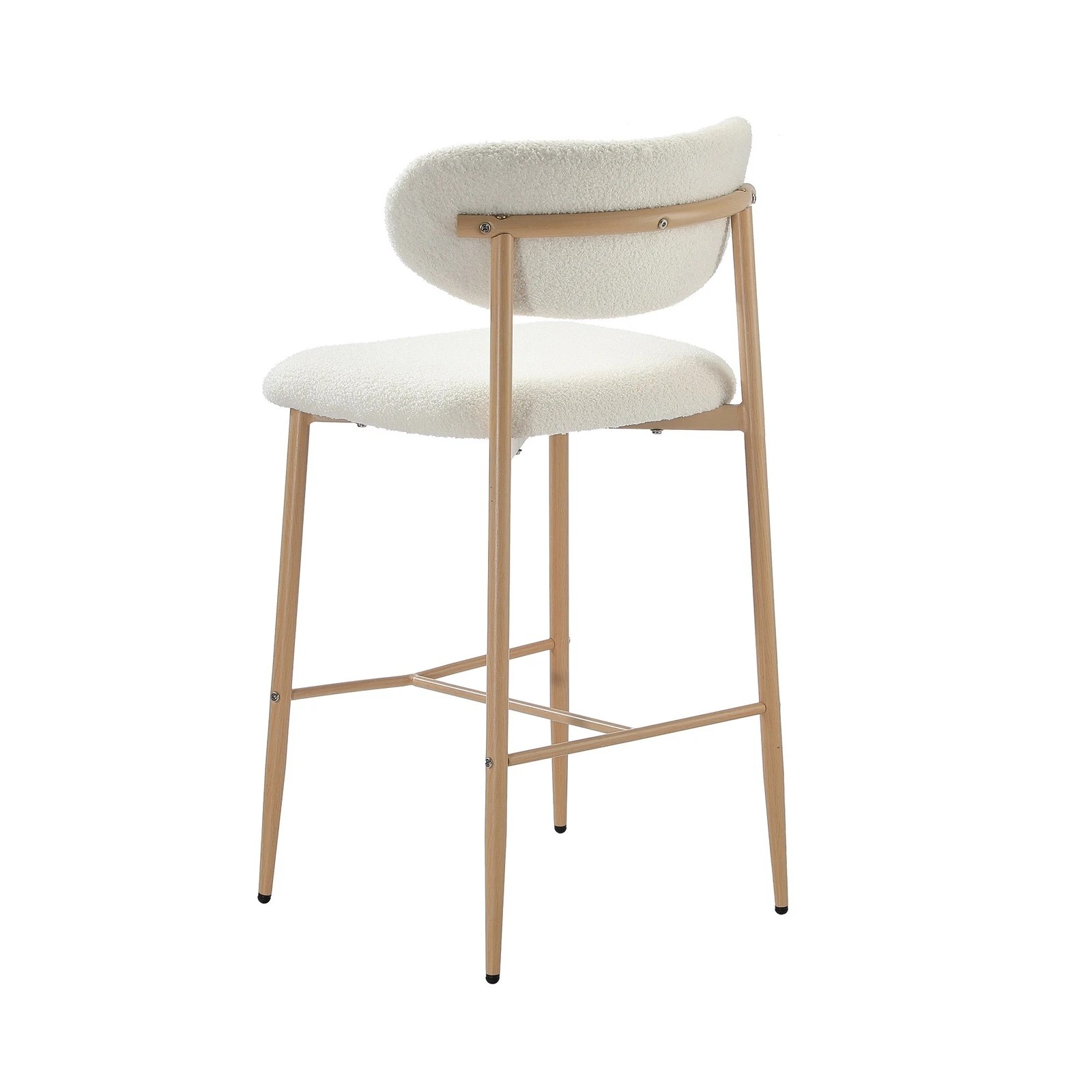 8 Oikiture 2x Bar Stools Kitchen Stool Counter Chair Boucle Fabric
 - Natural, 8 of 10