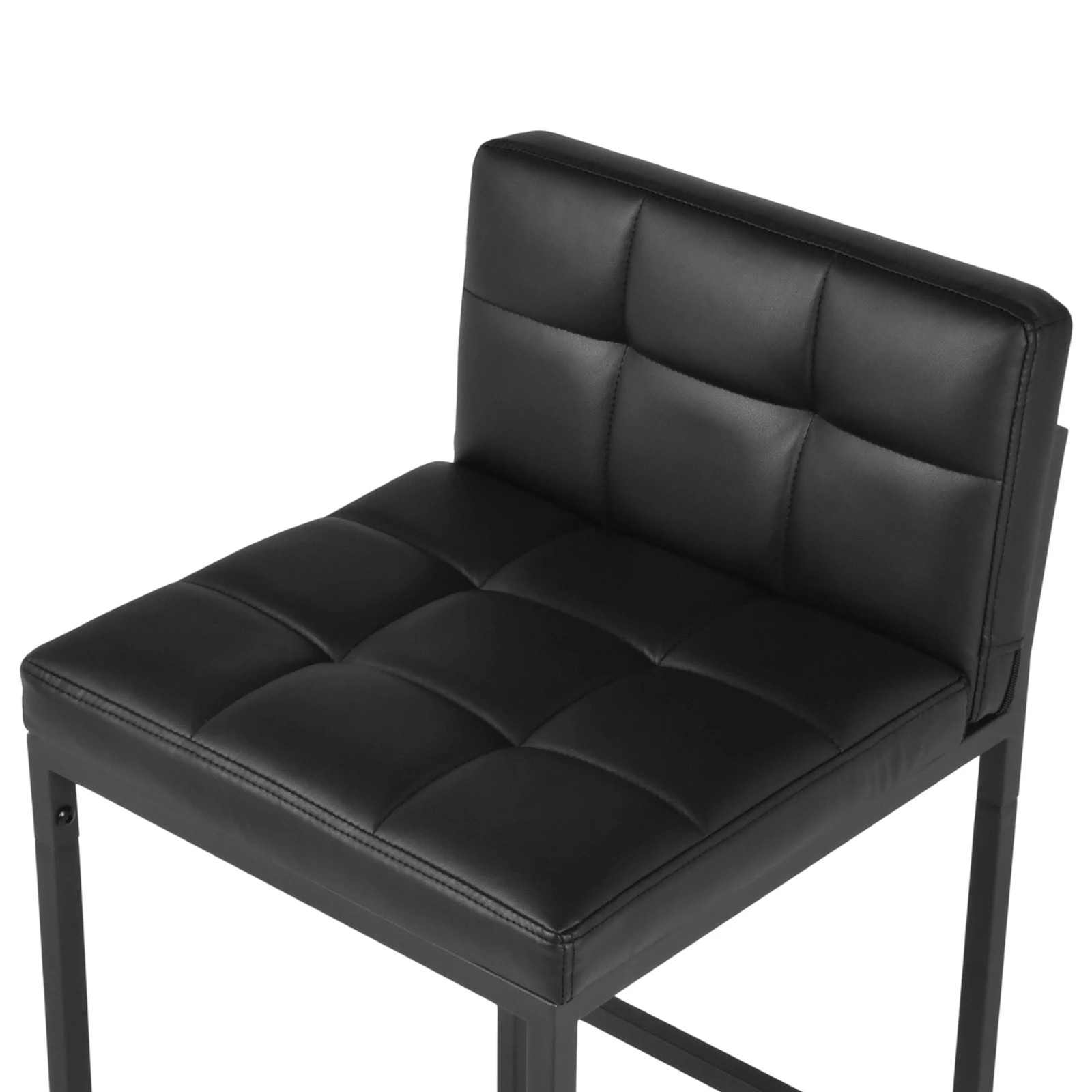 4 Advwin Set of 2 Bar stools PU Leather Counter Stools with Low Backrest & Footrests Counter Stools - Black, 4 of 6