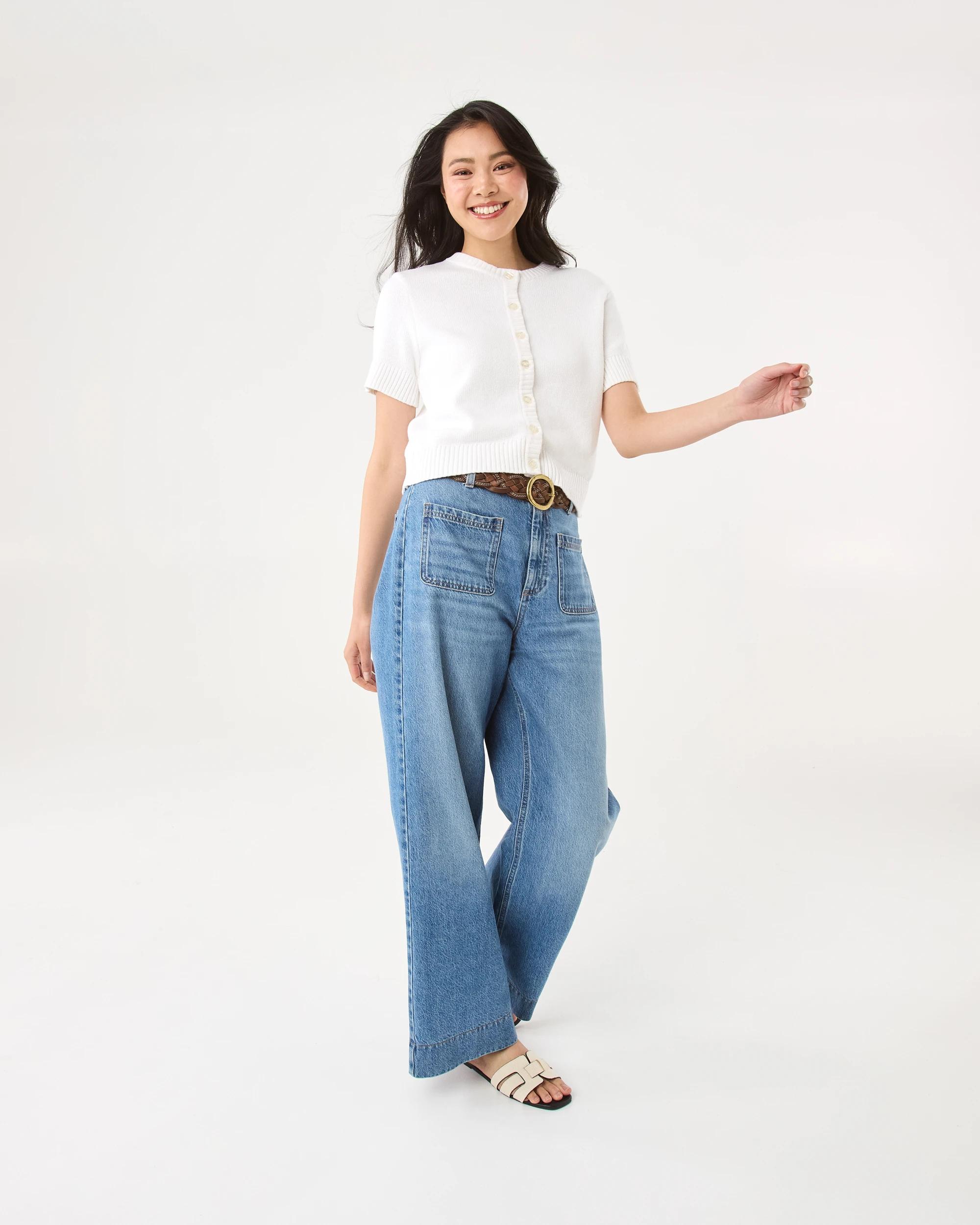 3 Short Sleeve Button Up Cardigan White, 3 of 8