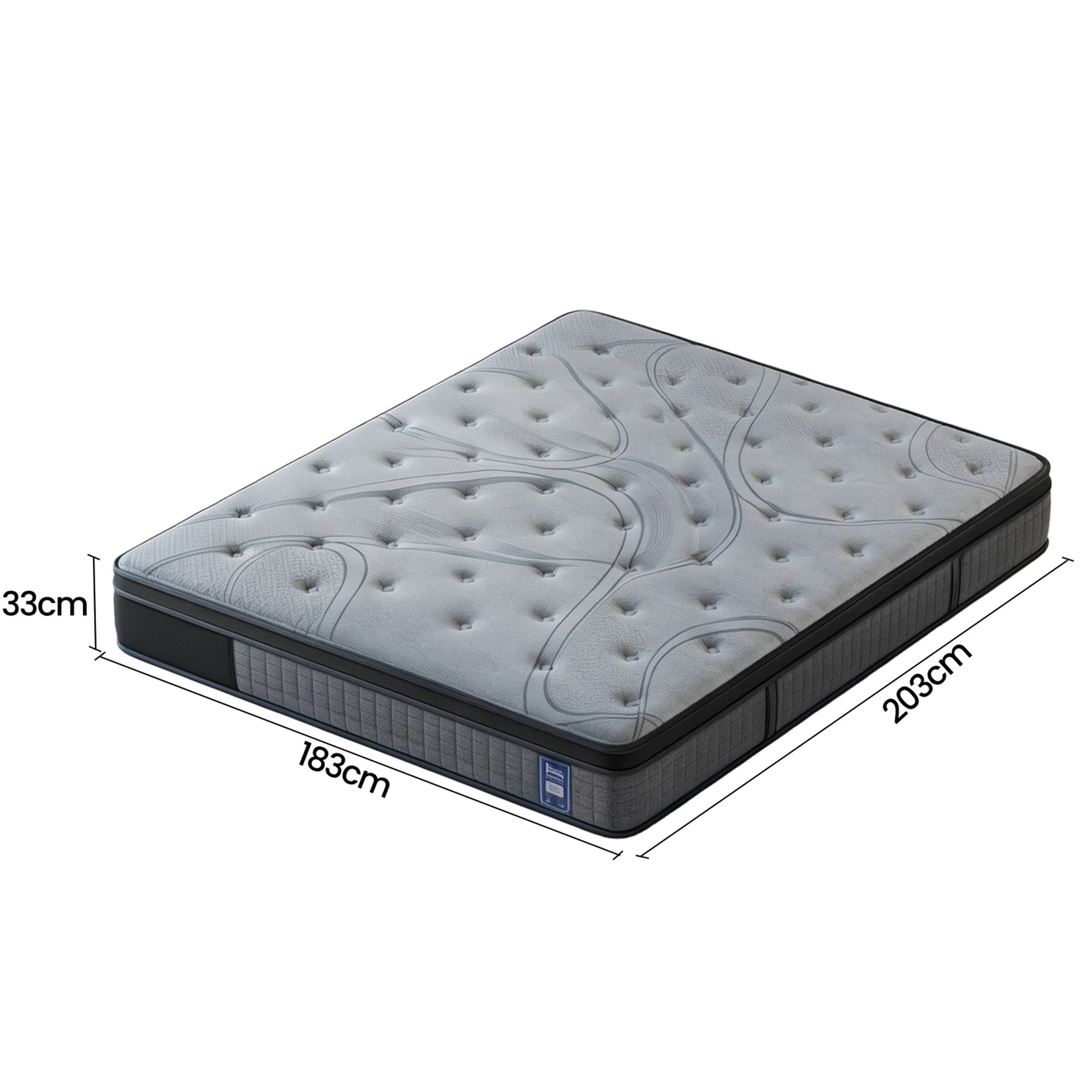 2 Levitex Mattress 33 cm 7-Zone Pocket Spring 8.0 Extra Firm with Dual-Row - King Bed - Grey, 2 of 7