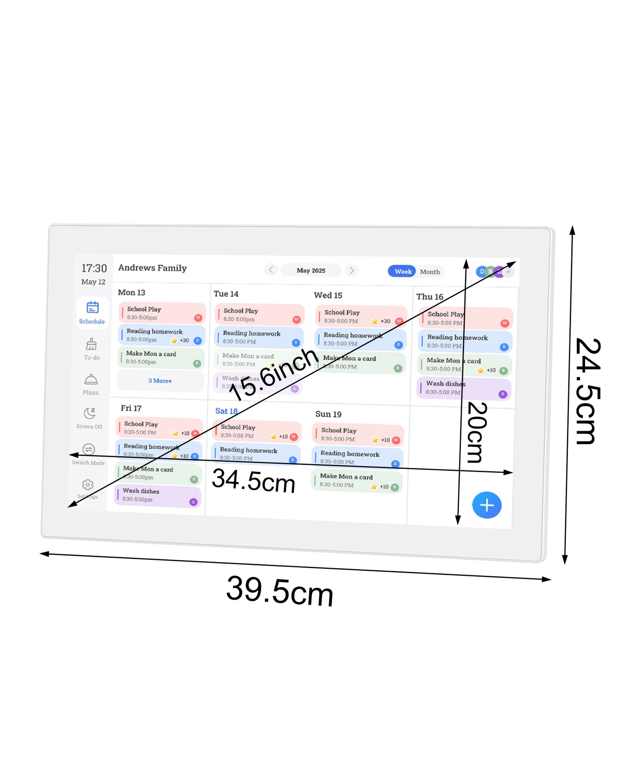 Advwin 15.6in Digital Calendar Smart Family Planner Chore Chart ...