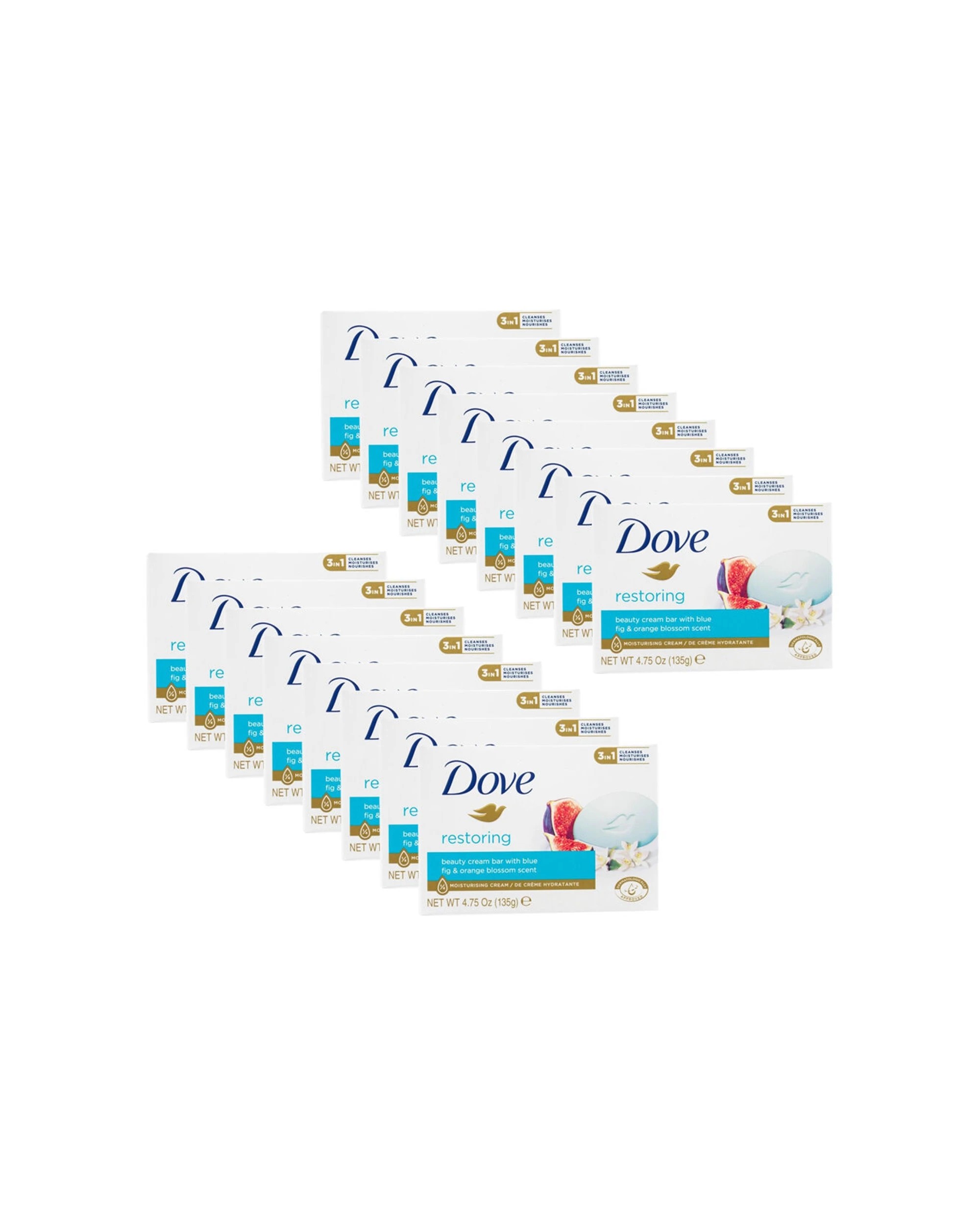 1 Dove 16PK Beauty Cream Bar Blue Fig Orange Blossom Scent Restoring Soap Pack 135g - White, 1 of 3