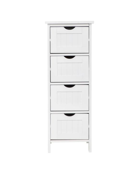 Alpine Bay Maine 4 Drawer Multipurpose Bathroom Cabinet MDF Construction 30x30x81cm - White