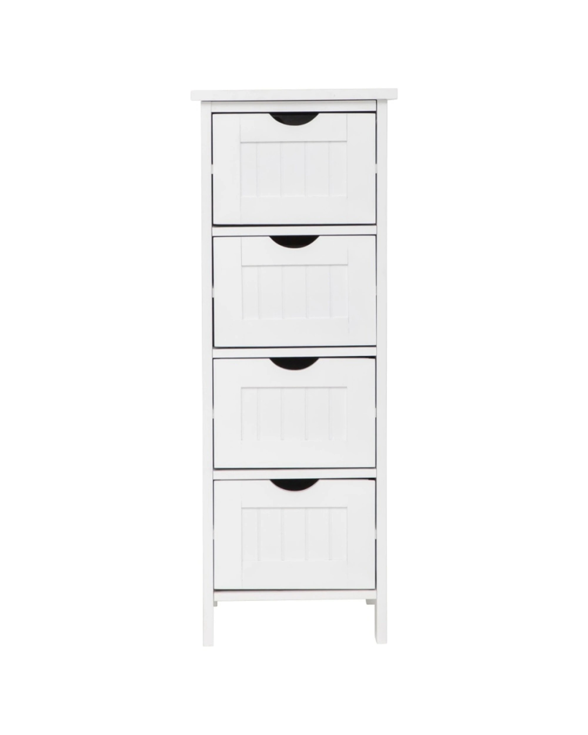1 Alpine Bay Maine 4 Drawer Multipurpose Bathroom Cabinet MDF Construction 30x30x81cm - White, 1 of 8