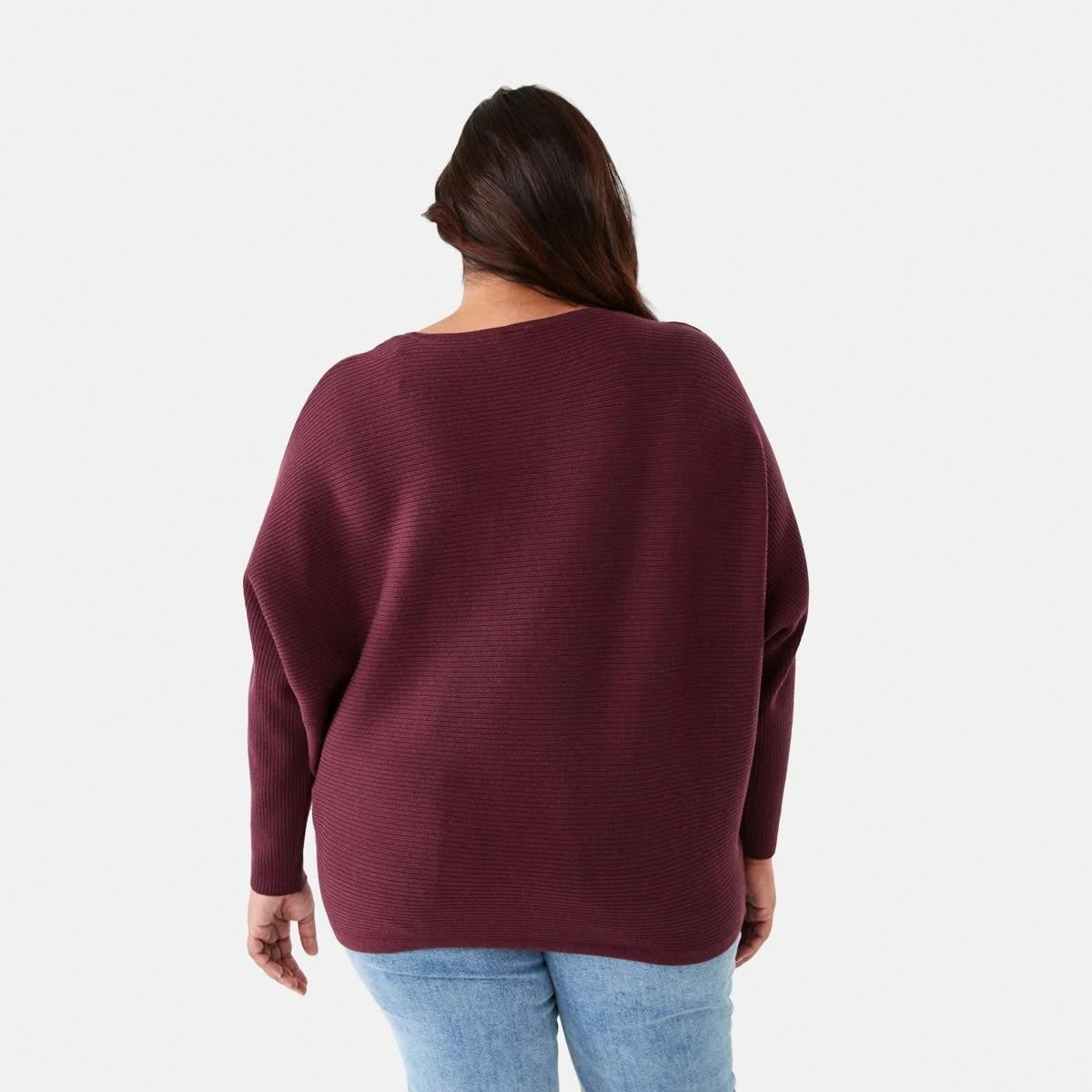 3 Curve Long Sleeve Batwing Jumper Mulberry, 3 of 5