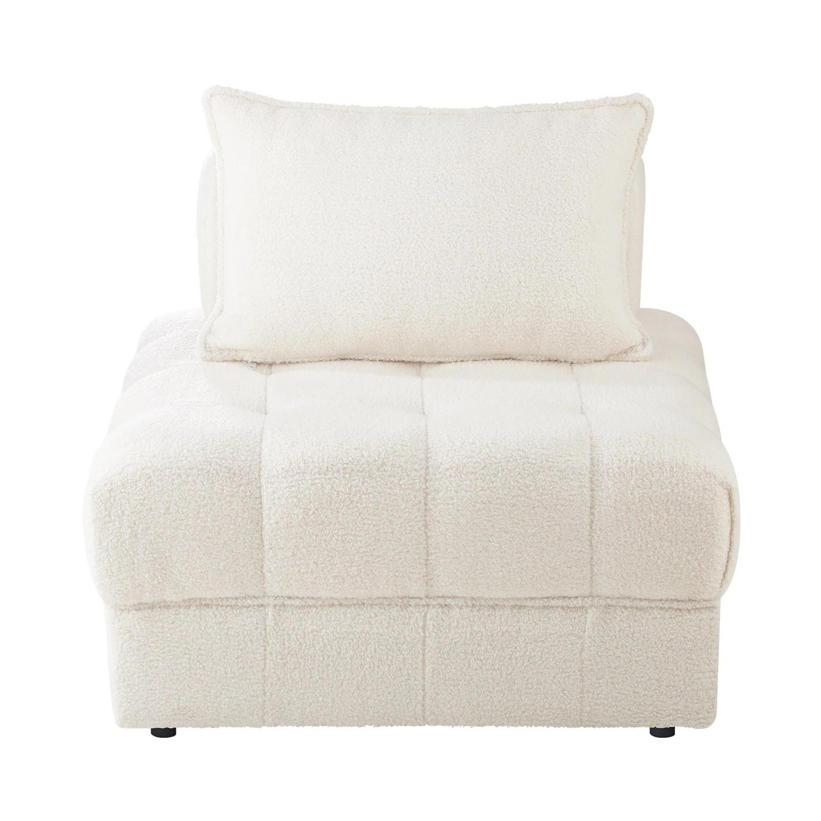 1 Oikiture 3 Seater Boucle Modular Sofa Lounge Chair Armless Tofu Back
 - White - White, 1 of 10