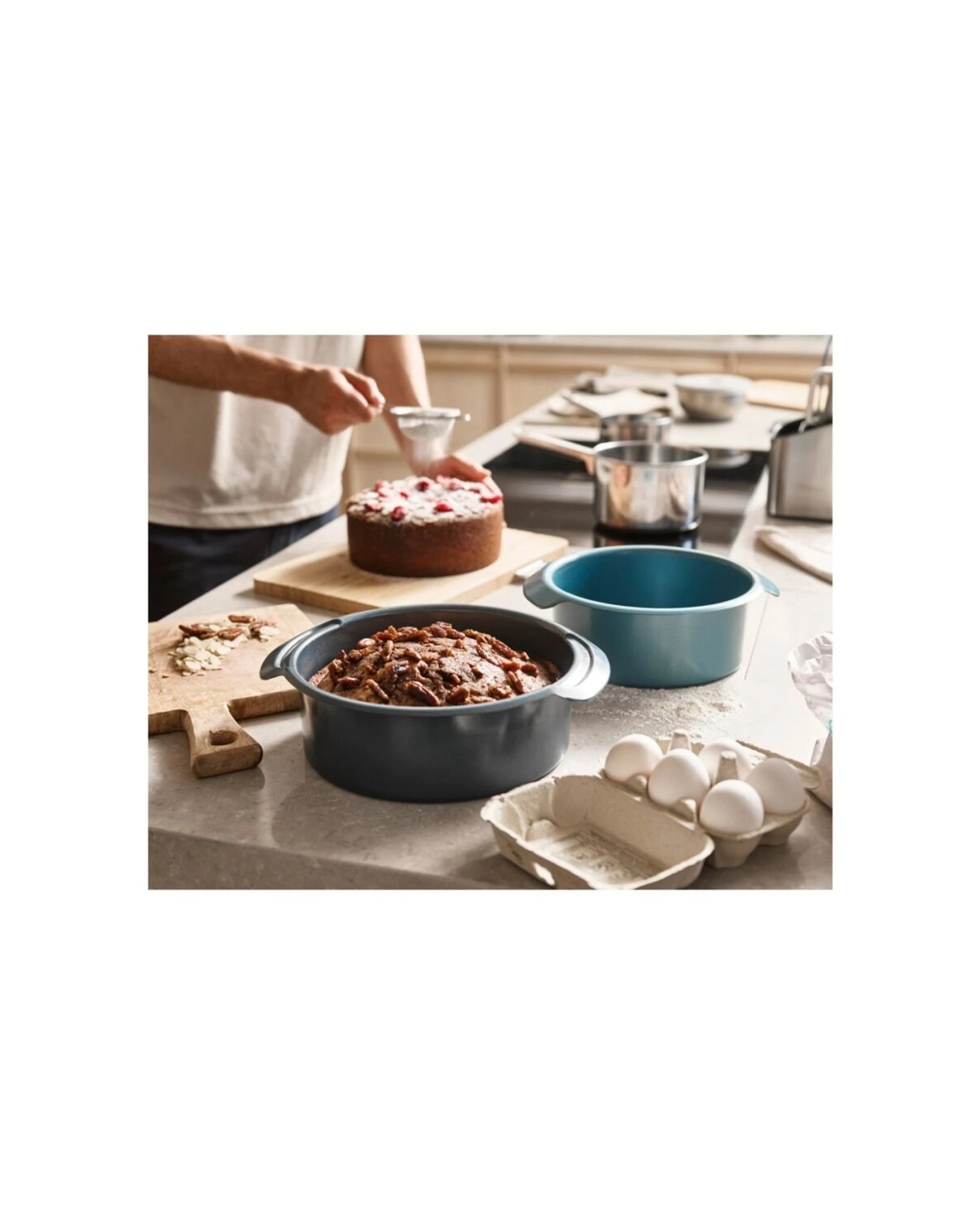 8 Joseph Joseph Carbon Steel Non-Stick Nest Bake Round Cake Tins 2x2PC - Blue, 8 of 8