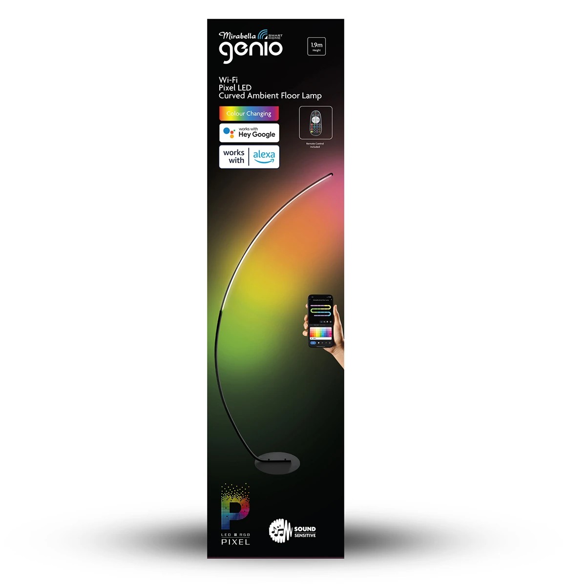 3 Mirabella Genio Wi-Fi Pixel LED Curved Ambient Floor Lamp, 3 of 4