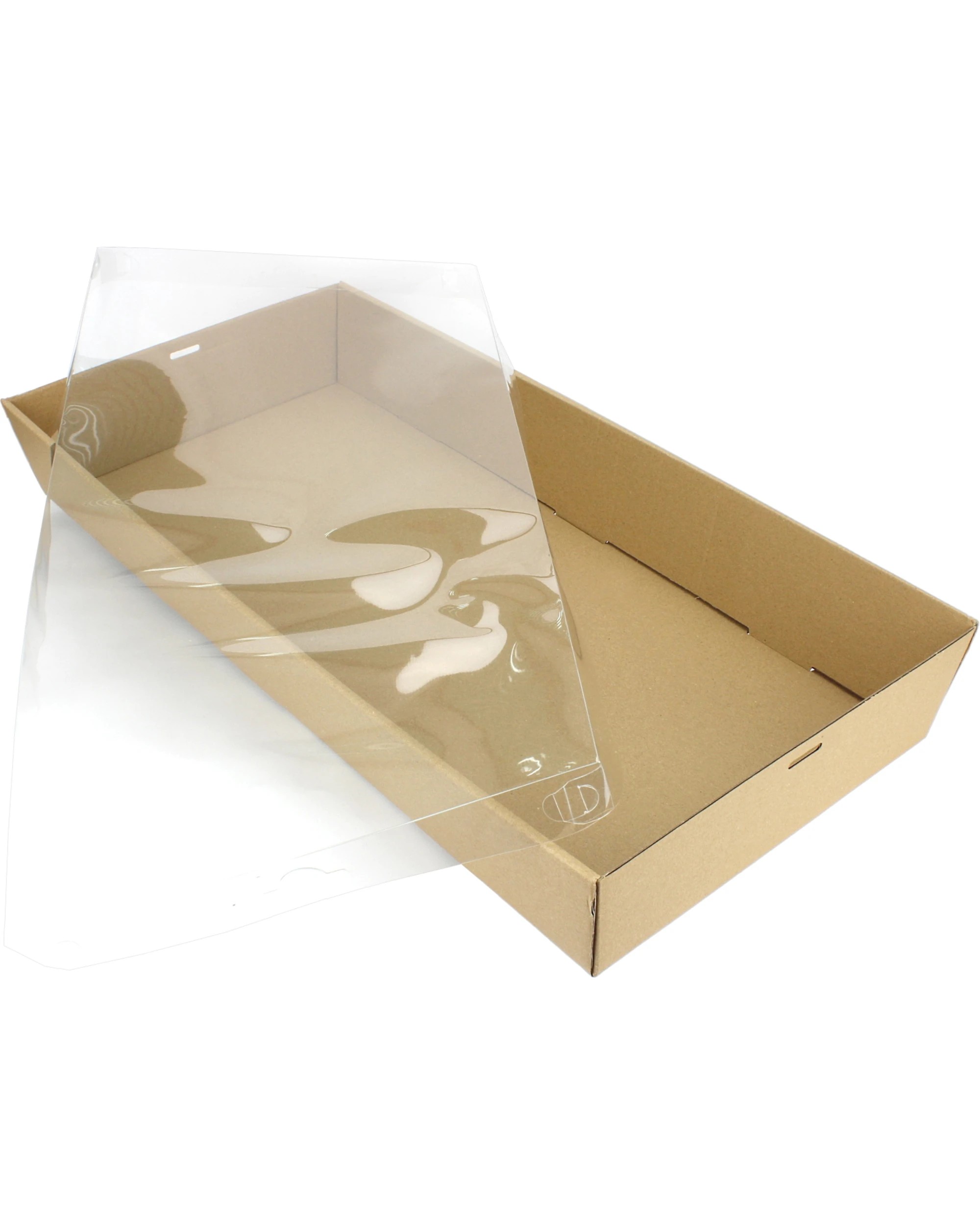 2 Spice Kitchen Kraft Grazing Box with Clear Plastic Lid 58cm x 28cm x 8cm - Kraft Brown, 2 of 4