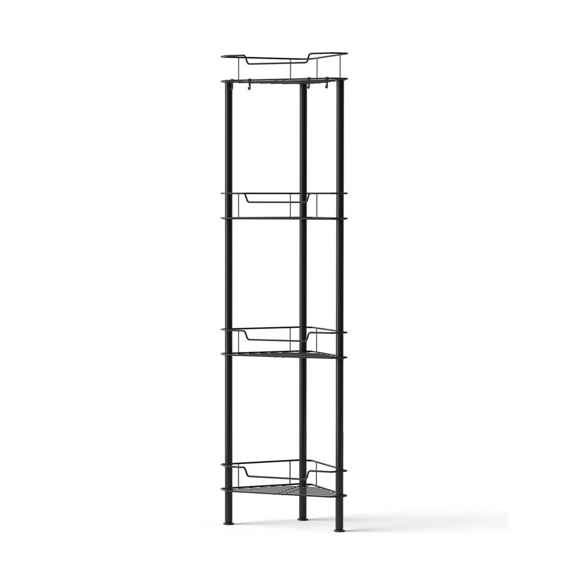 1 Artiss 2x Floor Standing Shower Caddy 4 Tier Rustproof Bathroom Storage - Black, 1 of 10