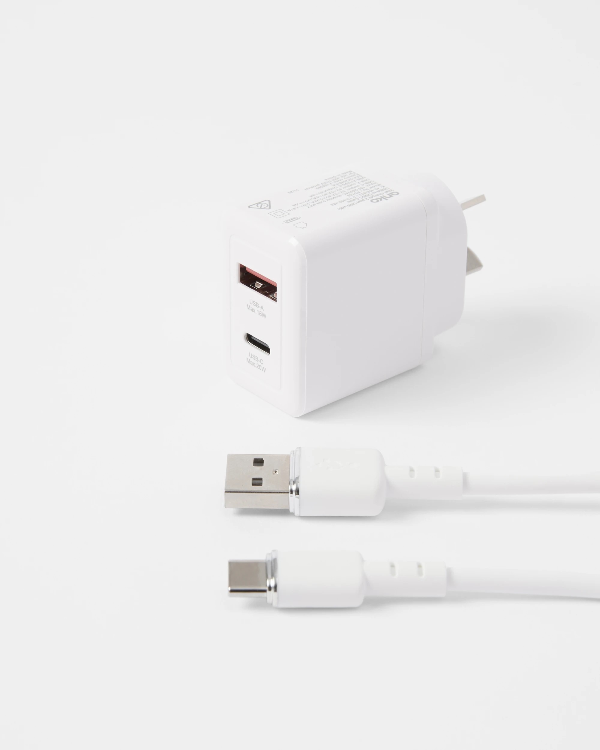 1 Wall USB Charger with USB-A to USB-C - White, 1 of 8