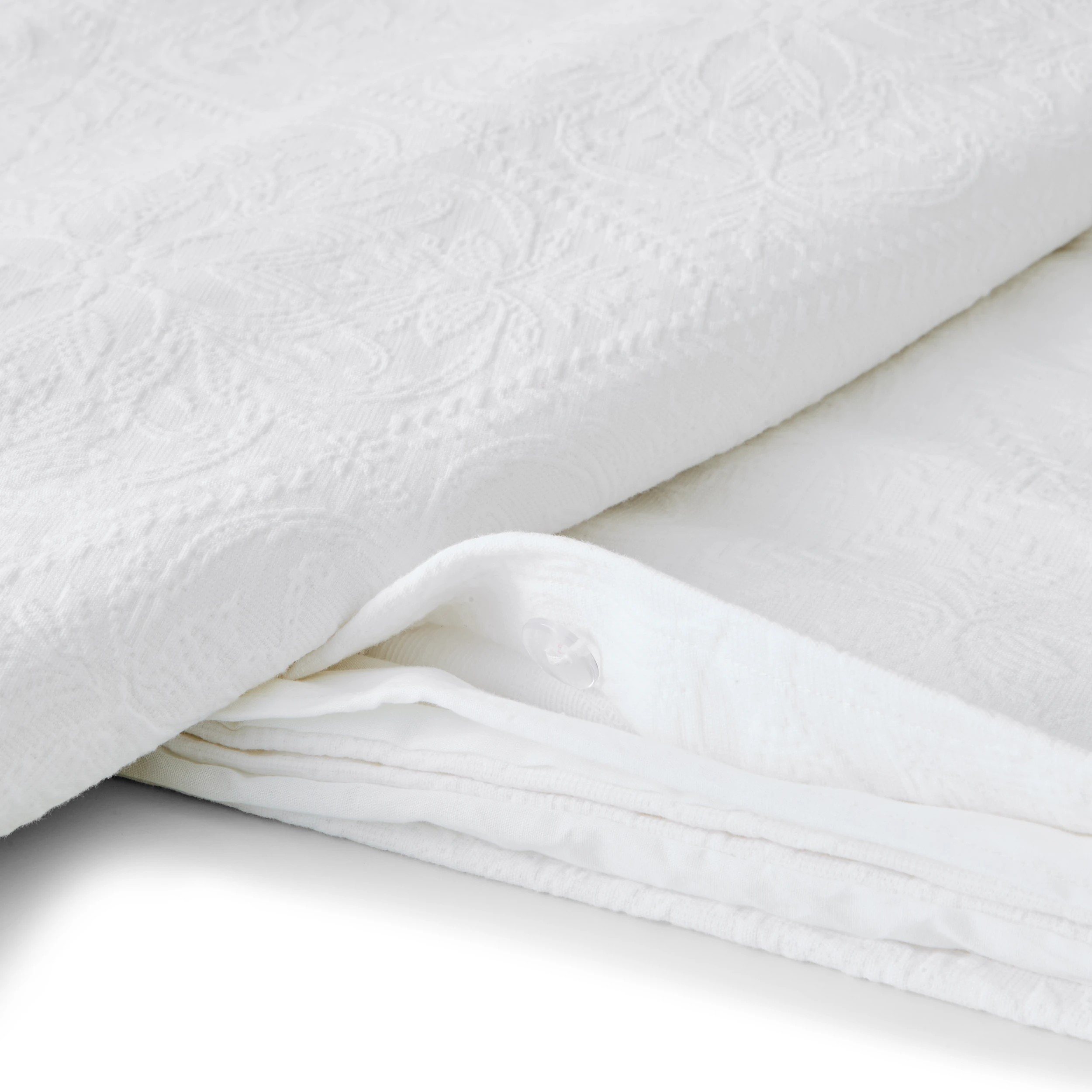 5 Cora Matelasse Australian Cotton Quilt Cover Set - Queen Bed, White, 5 of 7