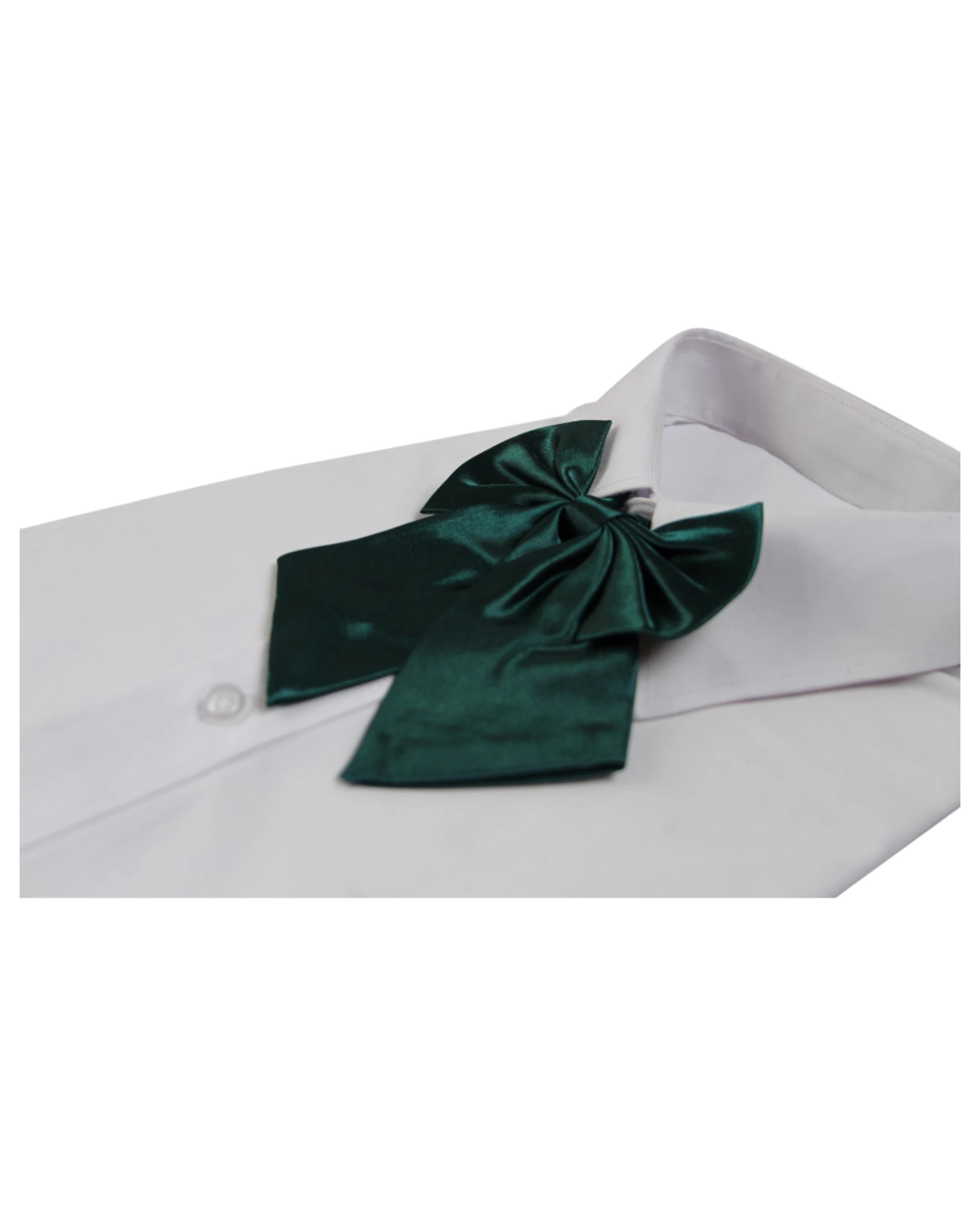 3 Zasel Womens Plain Shirt Collar Bow Tie - Green, 3 of 3