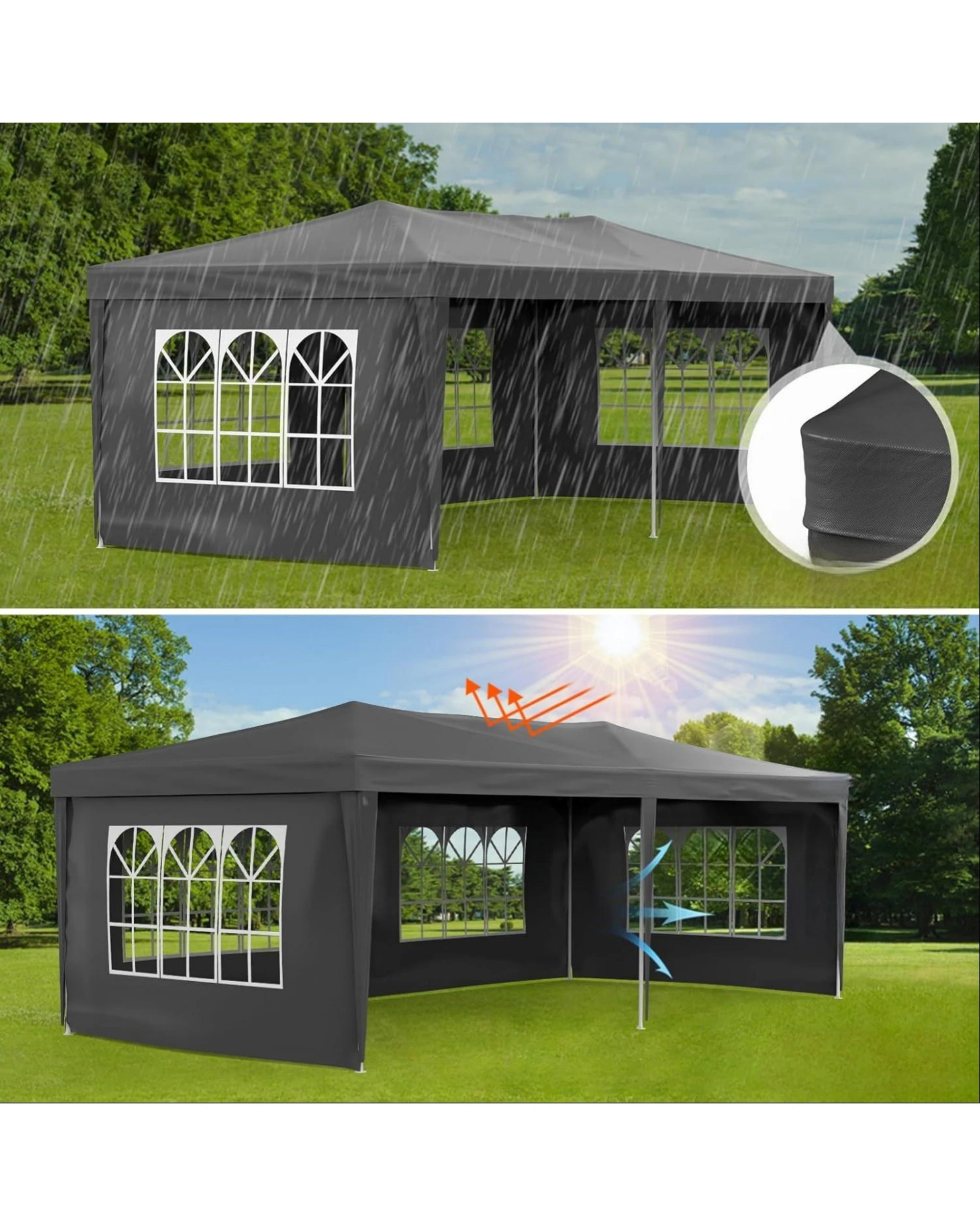 7 Advwin 3x6m Marquee Gazebo Outdoor Wedding Canopy Tent 4 Sidewalls - Grey, 7 of 8