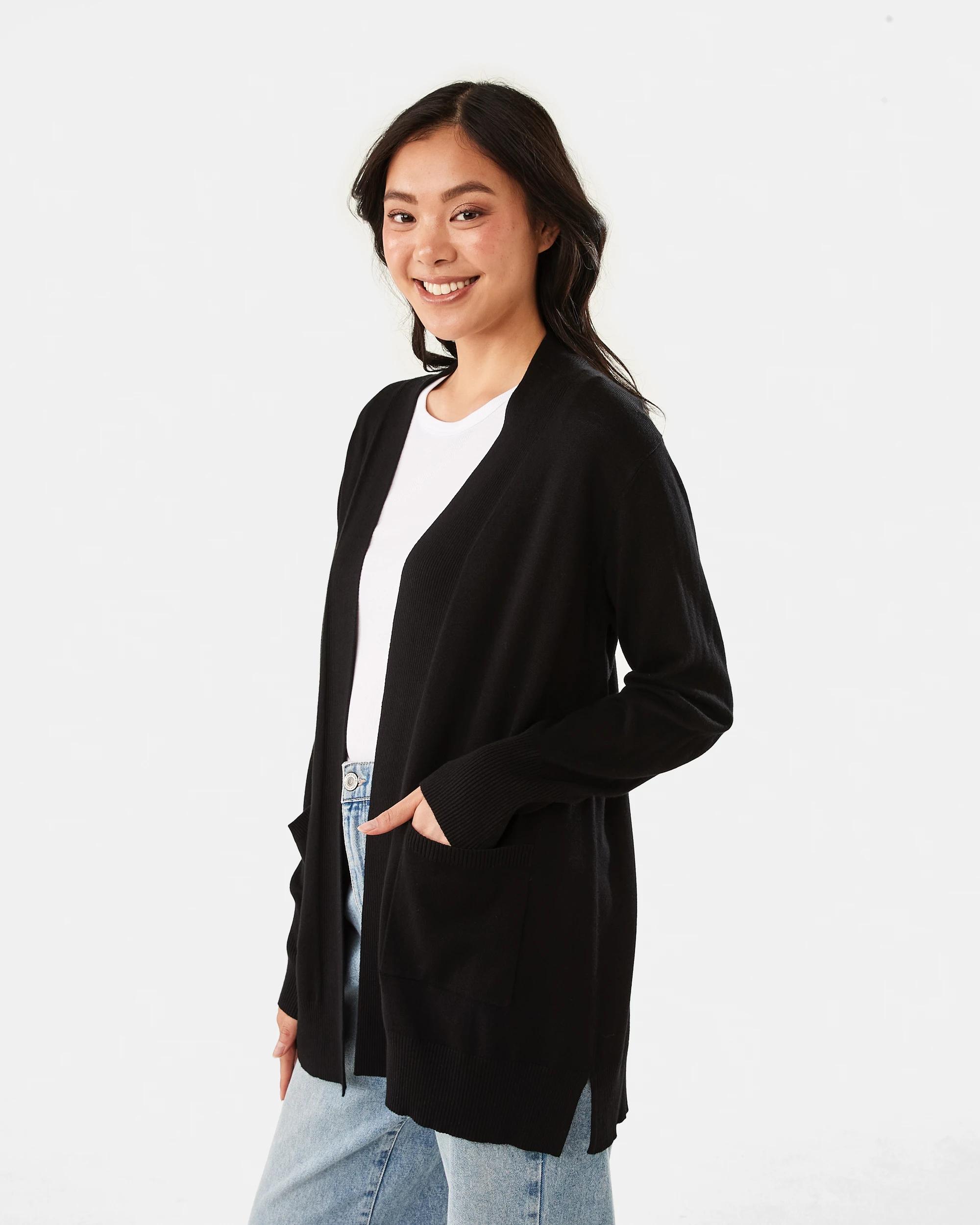 2 Long Sleeve Cardigan Black, 2 of 7