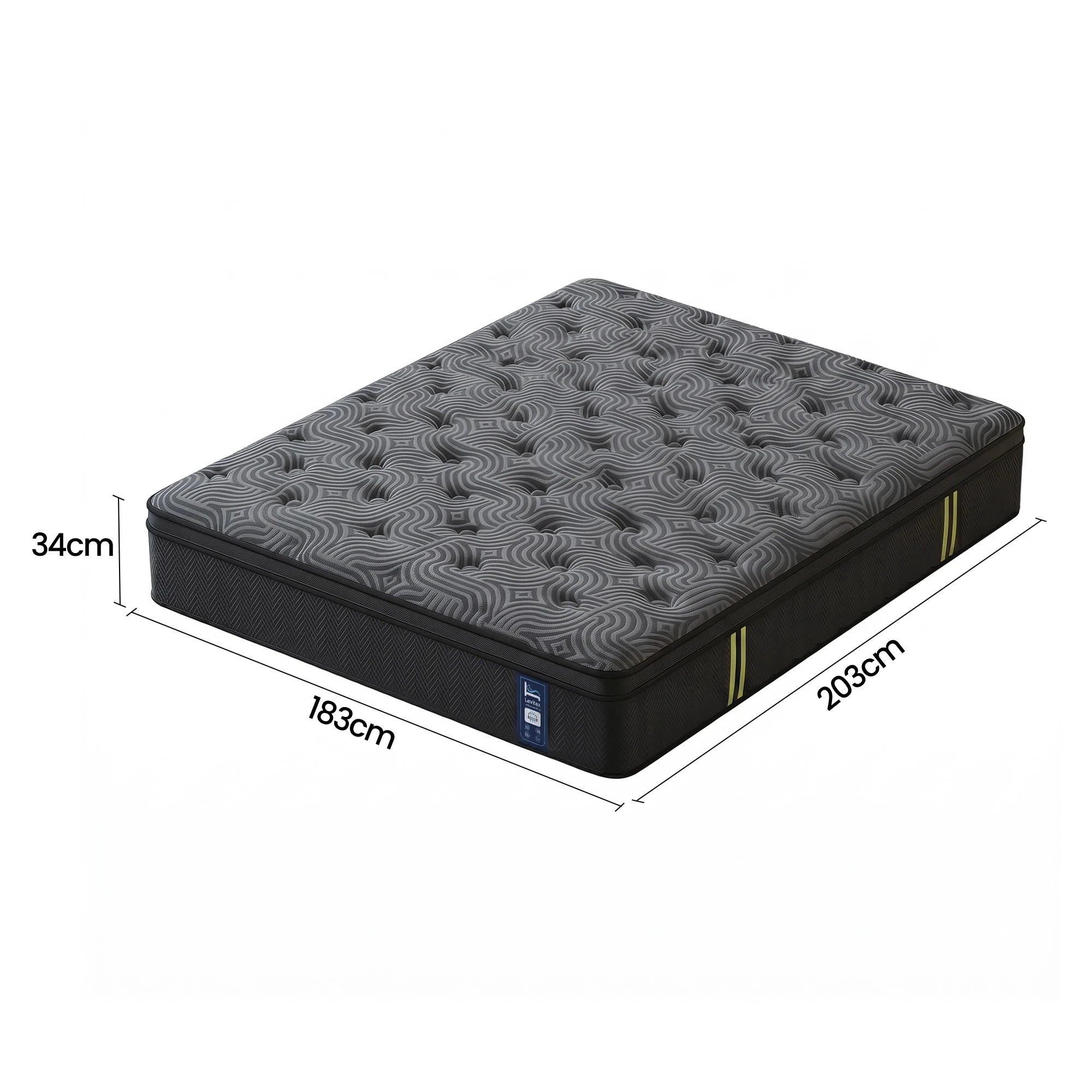 2 Levitex King Mattress 5-Zone Pressure Relief Pocket Spring, Reinforced Edge Gel Memory Foam Hybrid - King Bed - Black, 2 of 9
