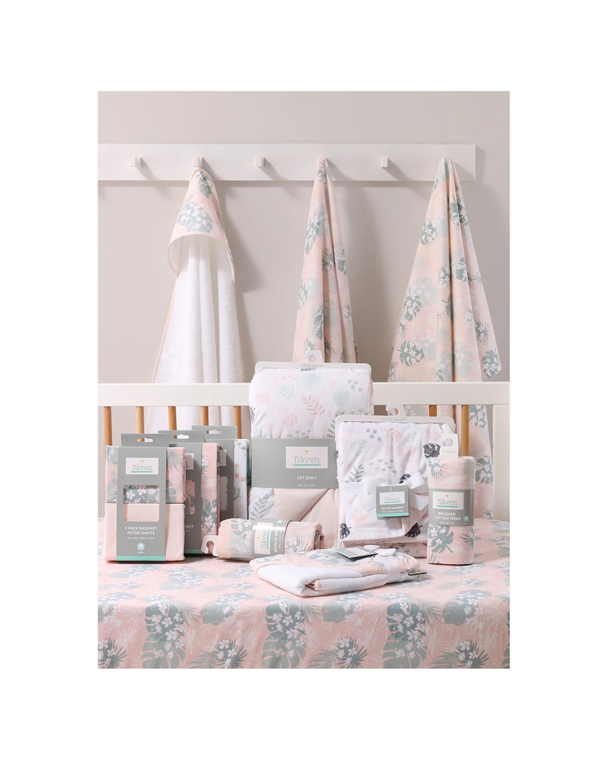 3 Little Haven Baby Infant Brushed Cotton Wrap Botanical Leaf Swaddle Blanket - Multi, 3 of 4