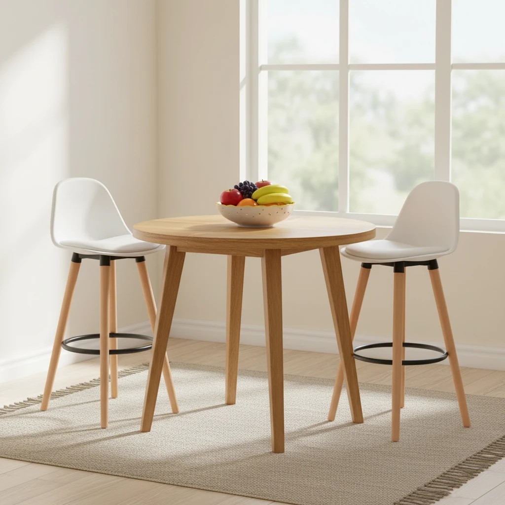 4 Costway Upholstered Bar Stool Wood Metal Dining Chair w/Footrest Kitchen Counter Cafe Pub - White, 4 of 5