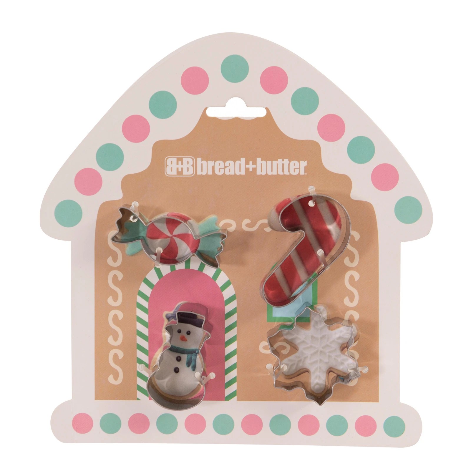 1 Bread and Butter Cookie Cutter - House, Snowman, Snowflake, Candy Cane - 4 Pk - Multi, 1 of 1