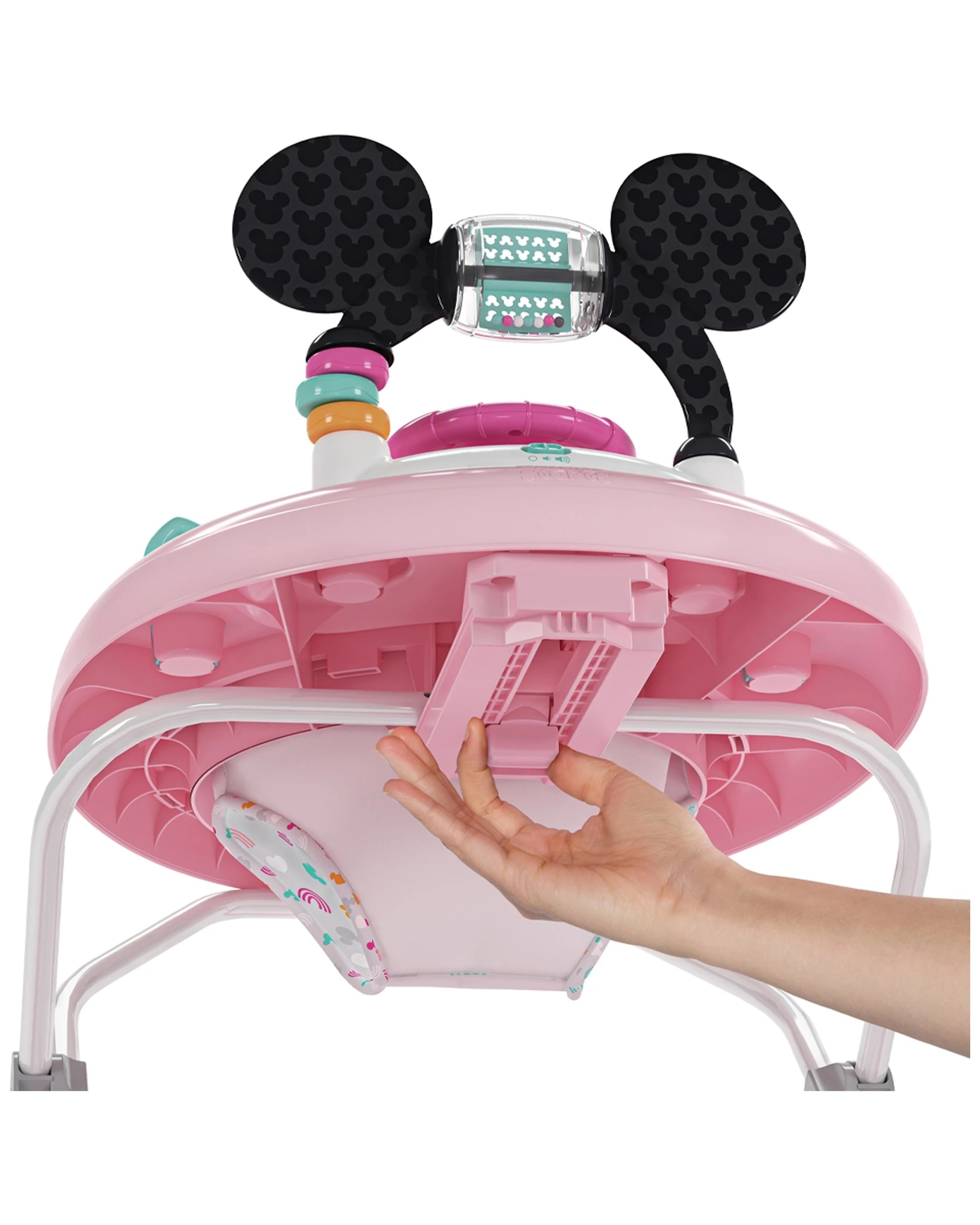 4 Bright Starts Disney Minnie Mouse Foldable Baby Walker With Music & Play Toys 6m+
 - Pink, 4 of 9