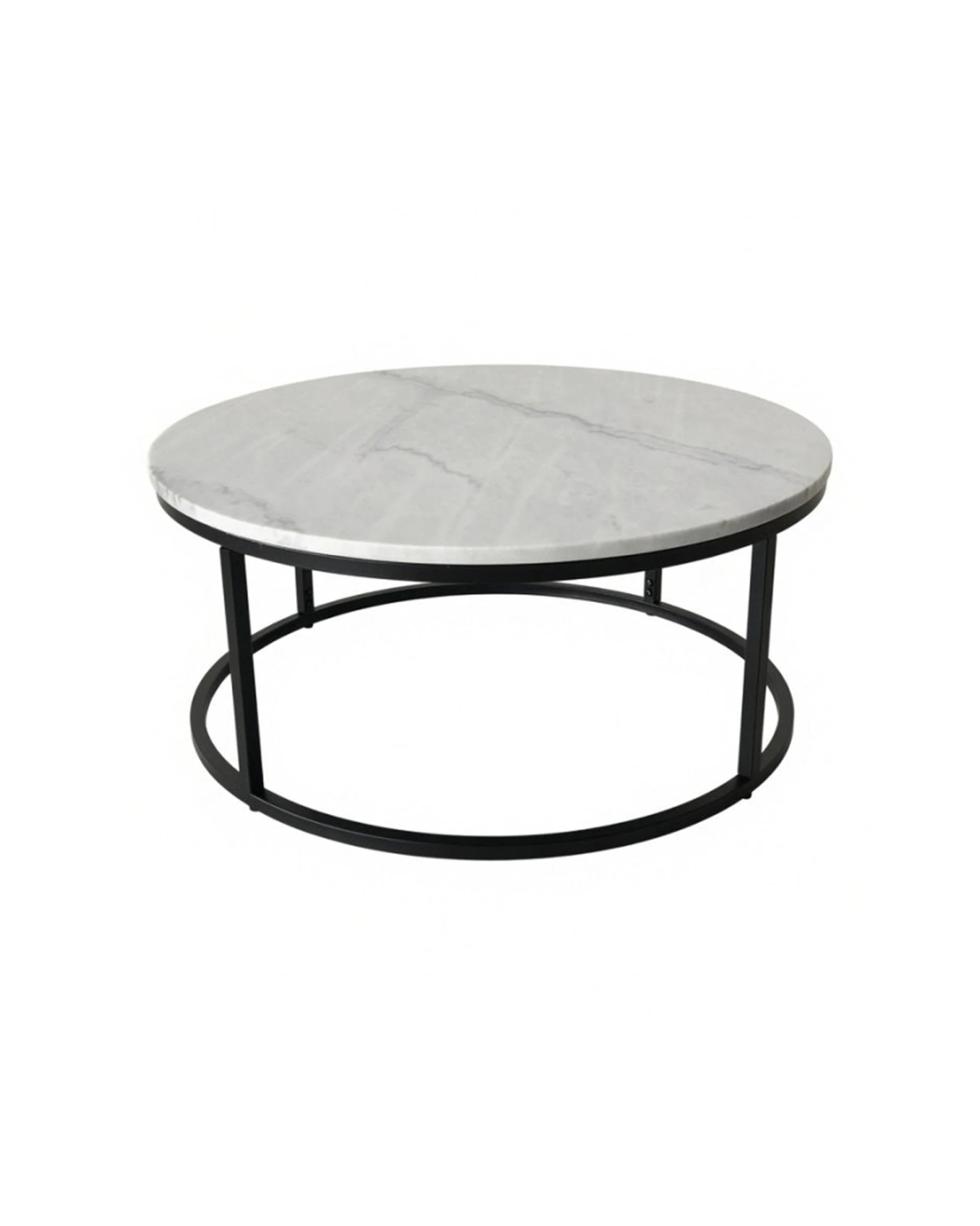 8 Codu Vela Steel Frame Marble Top Coffee Table 85x85x40cm - Black, 8 of 8